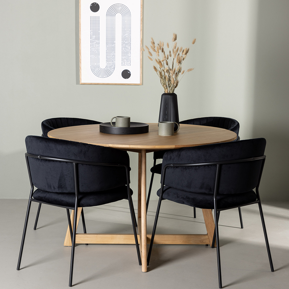 Spisegruppe Venture Home Yakidon Ø120 cm med 4 stk Selma Stoler