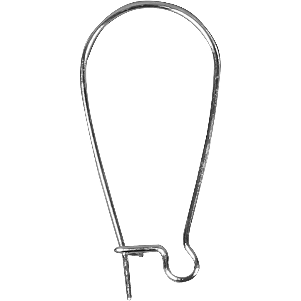 Öronkrokar, försilvrad, L: 25 mm, 6 st./ 1 förp. 6 st