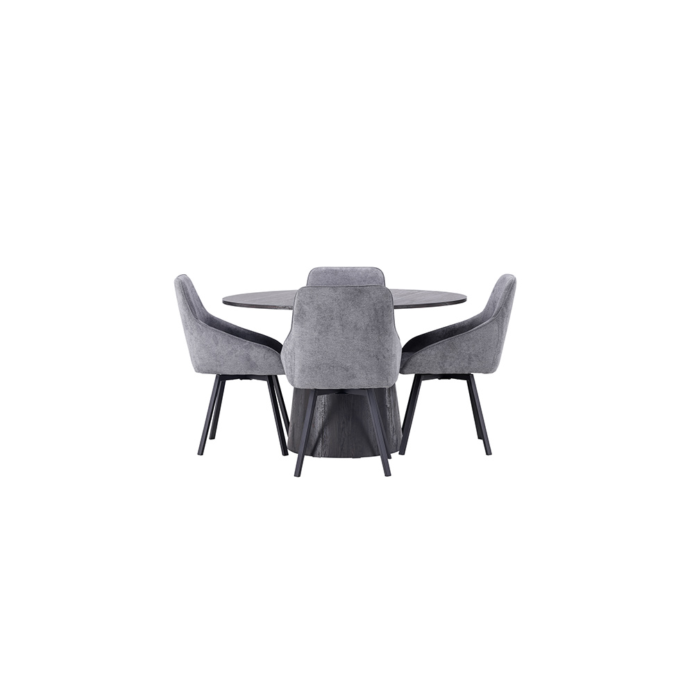 Spisegruppe Venture Home Lanzo Ø120 cm med 4 stk Rosie Stoler