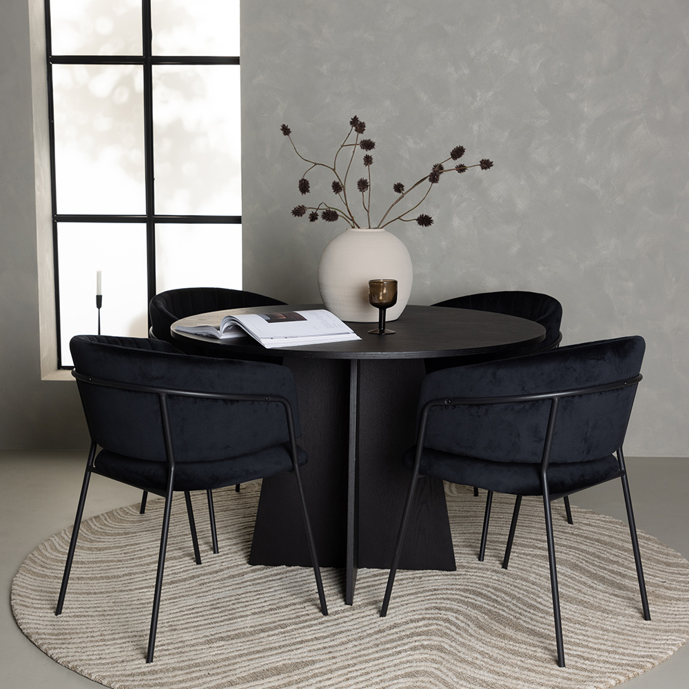 Spisegruppe Venture Home Bootcut Ø110 cm med 4 stk Selma Stoler