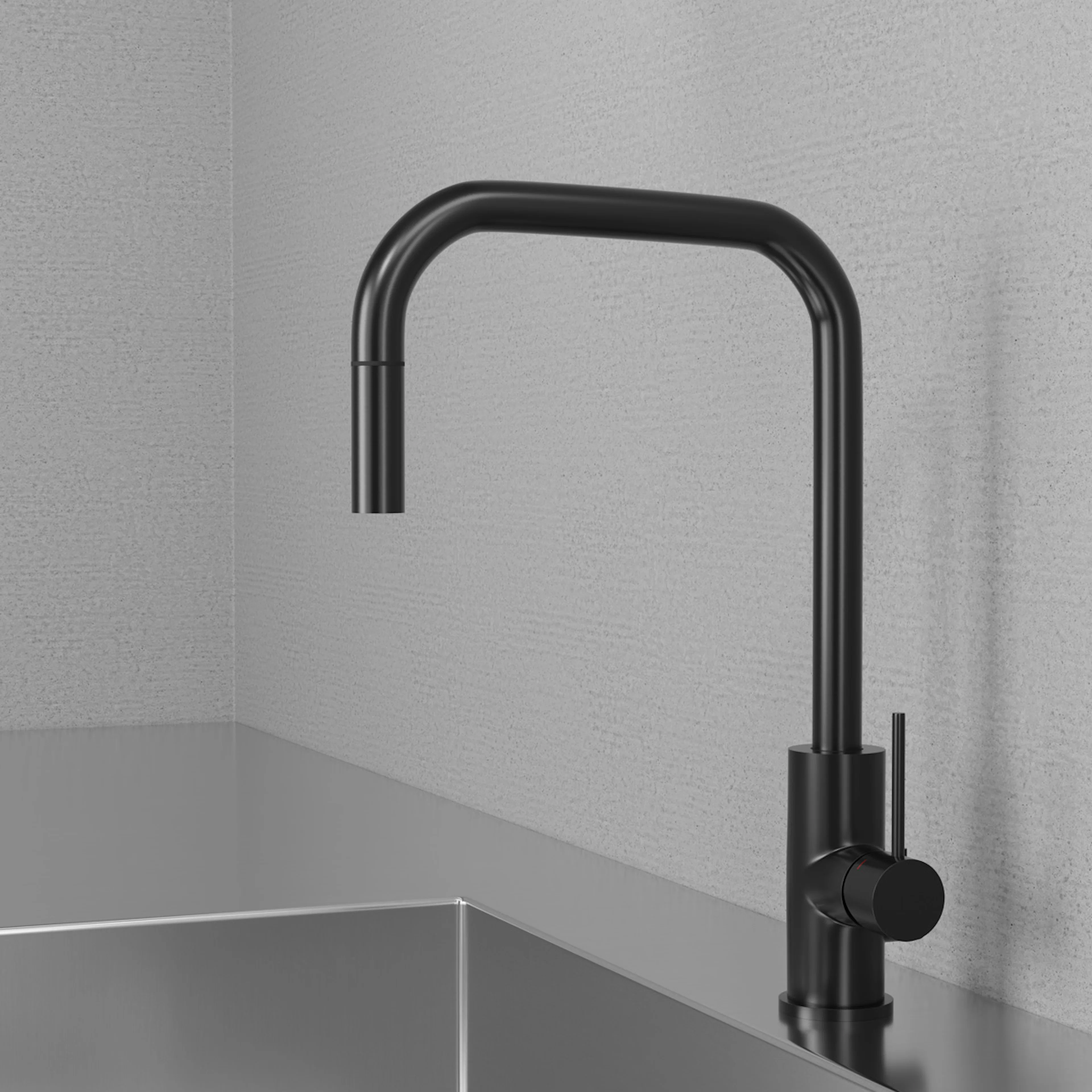 Kjøkkenbatteri Scandtap Steel Accent Square med Uttrekkbar Tut