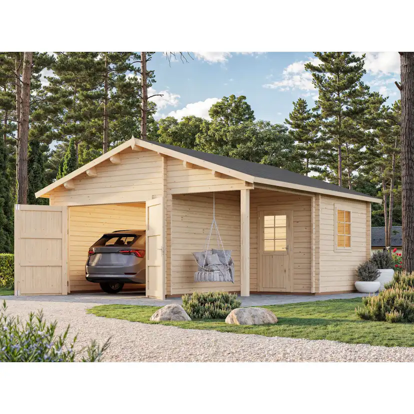 Roger 21,9+5,2 m2 w/ wooden gate Ubehandlet tre