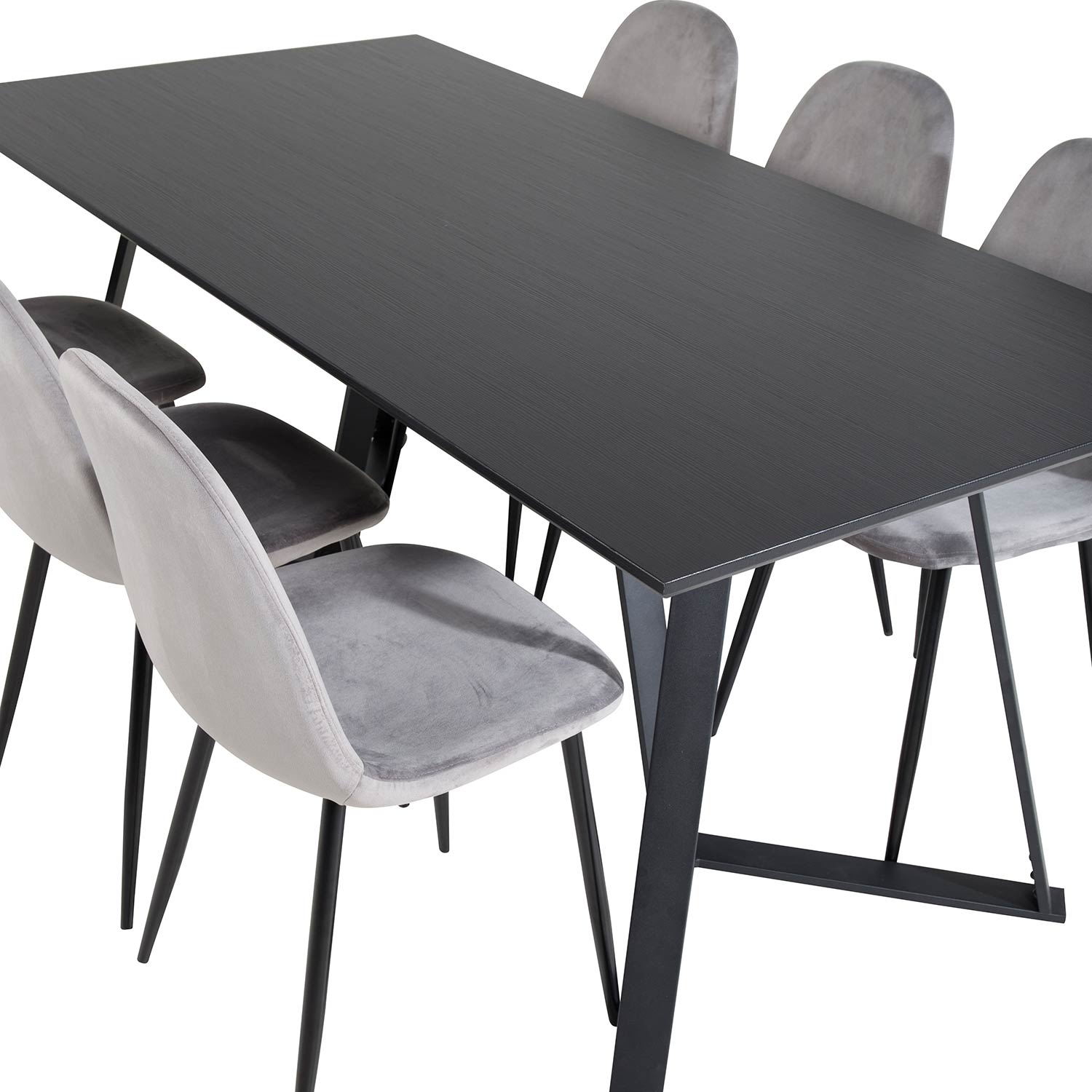 Spisegruppe Venture Home Madde med 6 Pobbie Stoler Fløyel