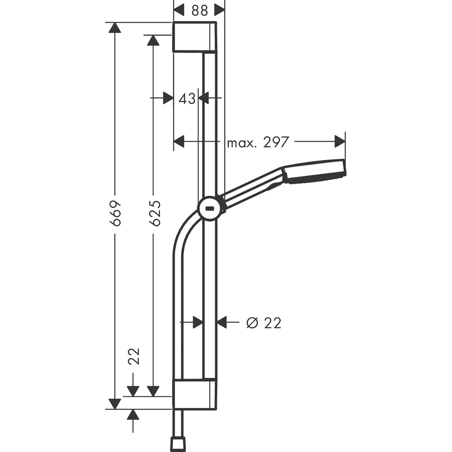 Duschset Pulsify Select S 105 3jet Relaxation Unica S 65cm M Sort Matt