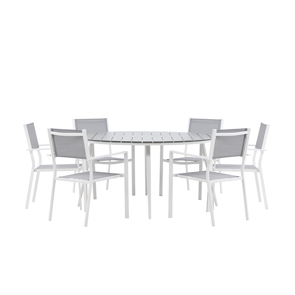 Spisegruppe Venture Home Break Ø150 cm med 6 Copacabana Stoler