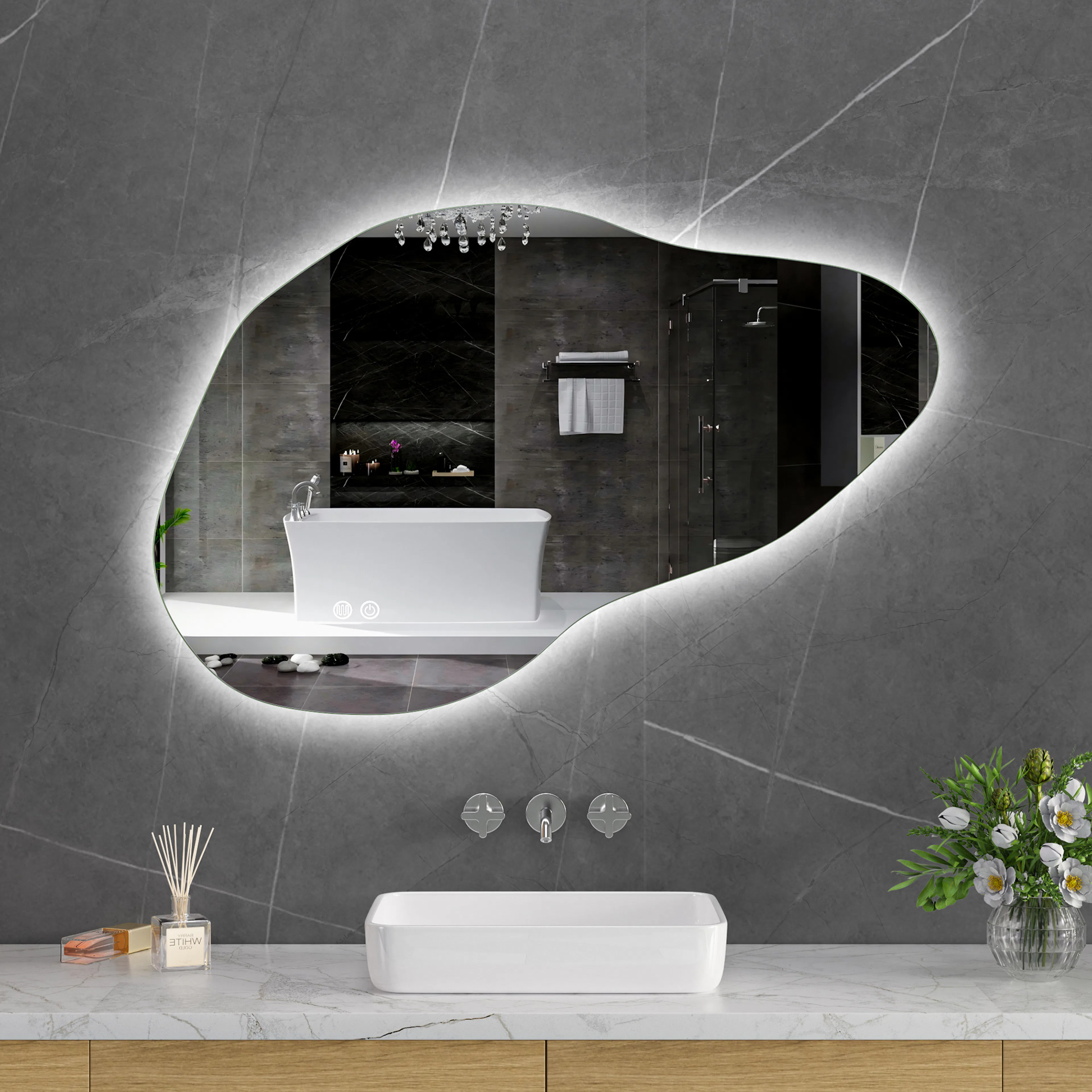 Baderomsspeil Lyfco med LED-Belysning 100x65 cm