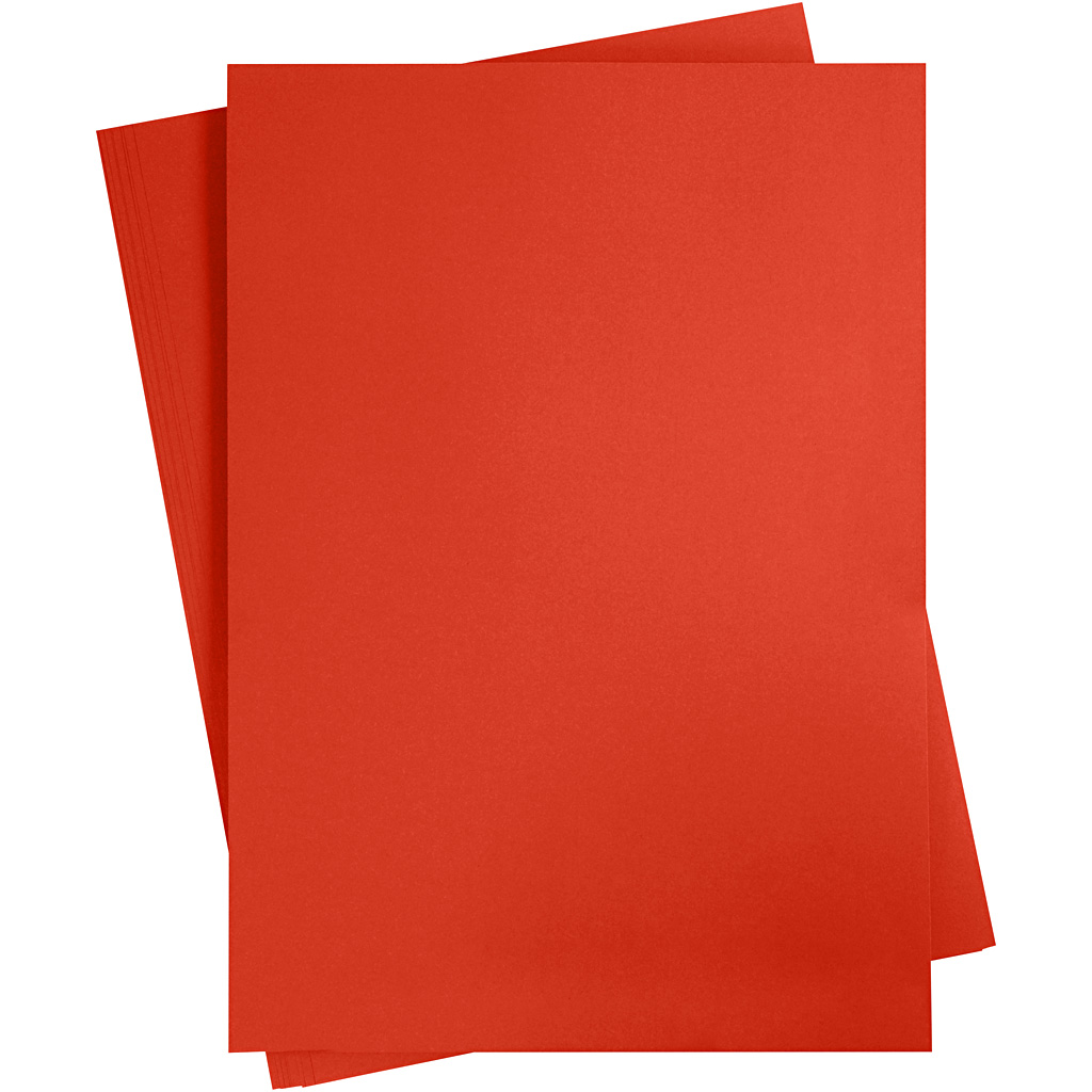 Färgad kartong, röd, A2, 420x600 mm, 180 g, 10 ark/ 1 förp. Rød, 10 st