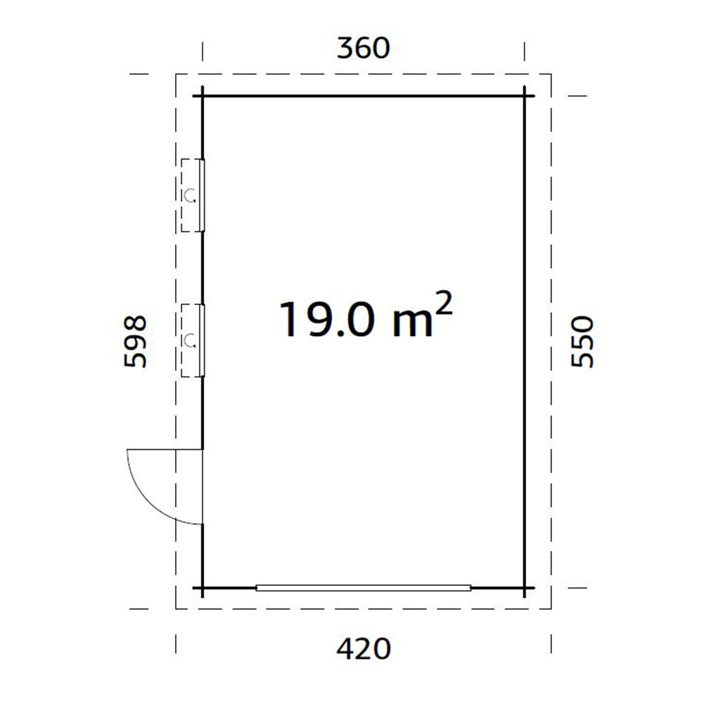 Rasmus 19,8 m2 (inv. 19,0 m2 kit) Ubehandlet