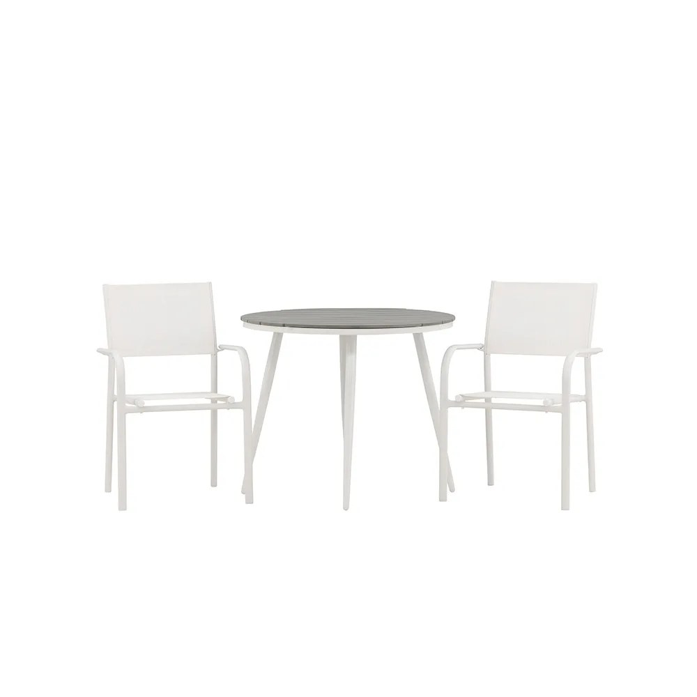 Break - Dining Table Round- White / Grey - Alu / Aintwood - Hvit