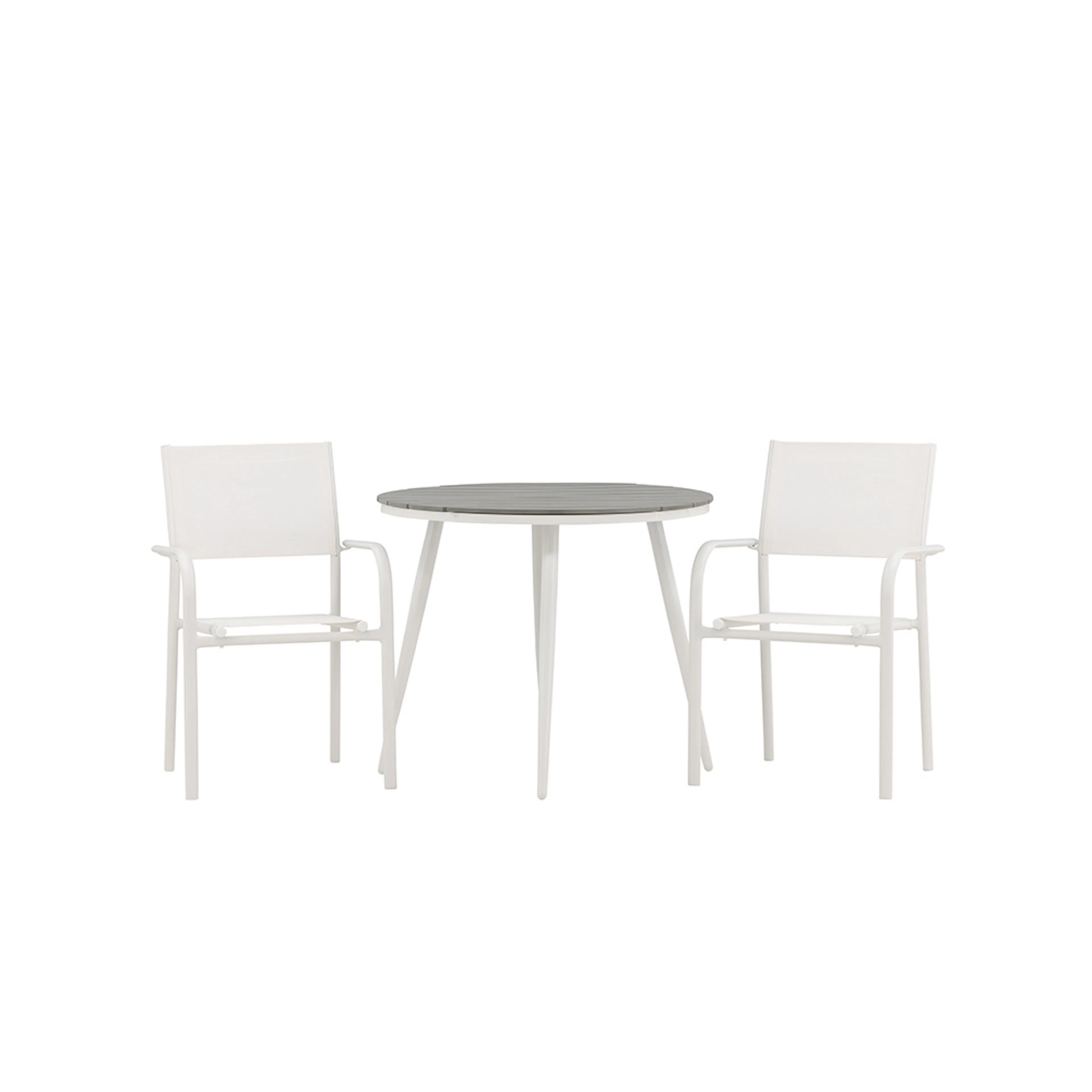 Break - Dining Table Round- White / Grey - Alu / Aintwood - Hvit