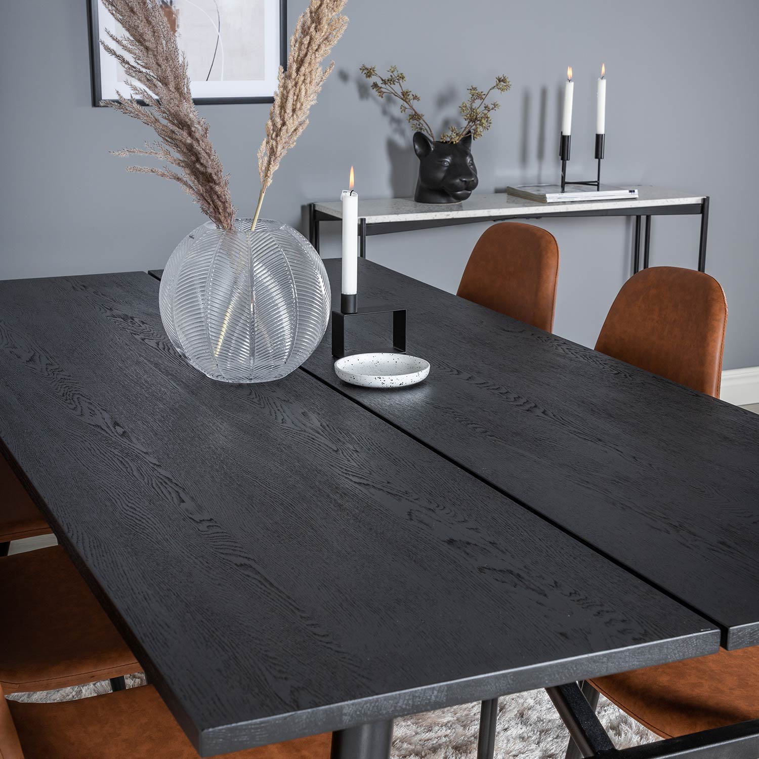 Spisegruppe Venture Home Salt med 6 Pobbie Stoler Lær