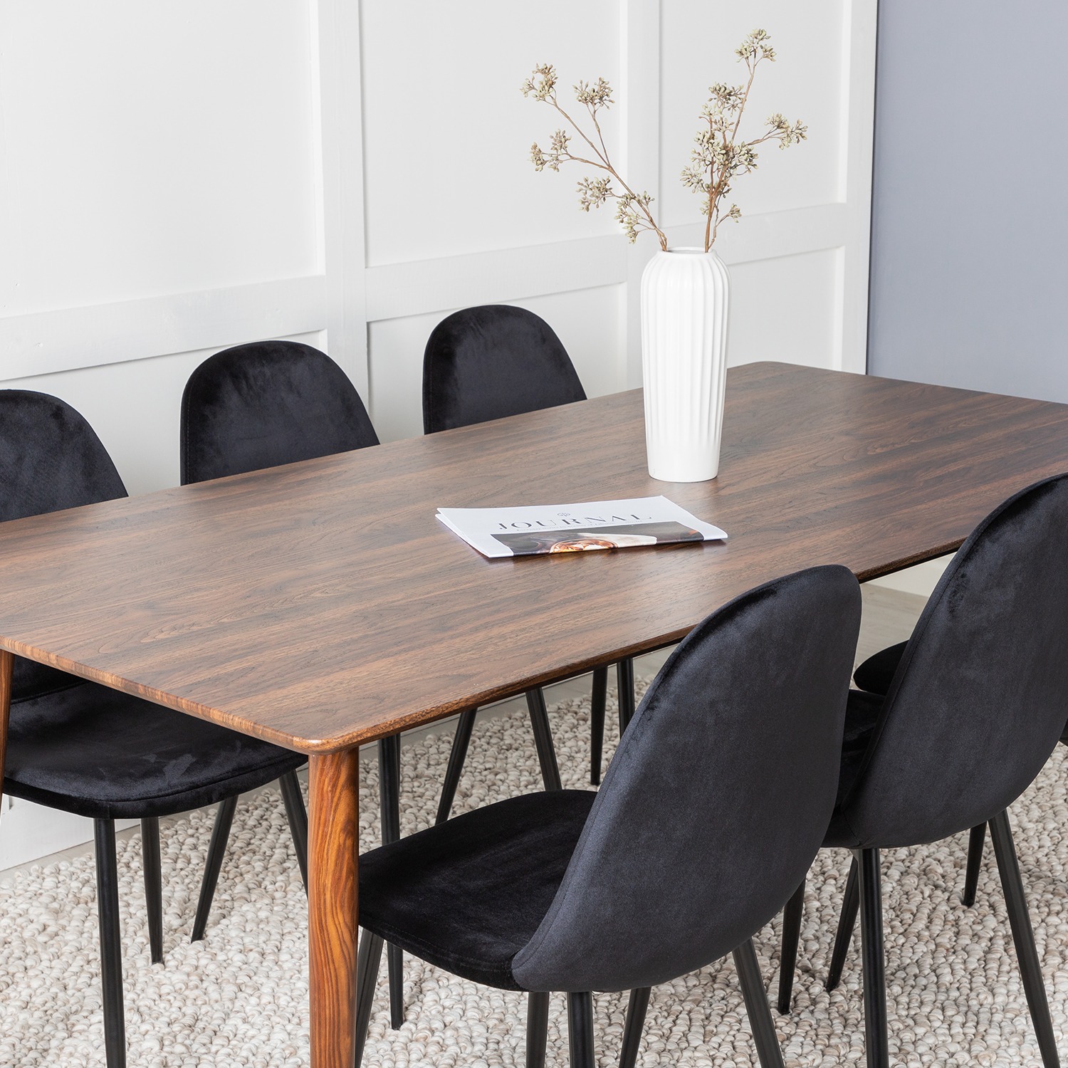 Spisegruppe Venture Home Pobbie med 6 Stoler Fløyel