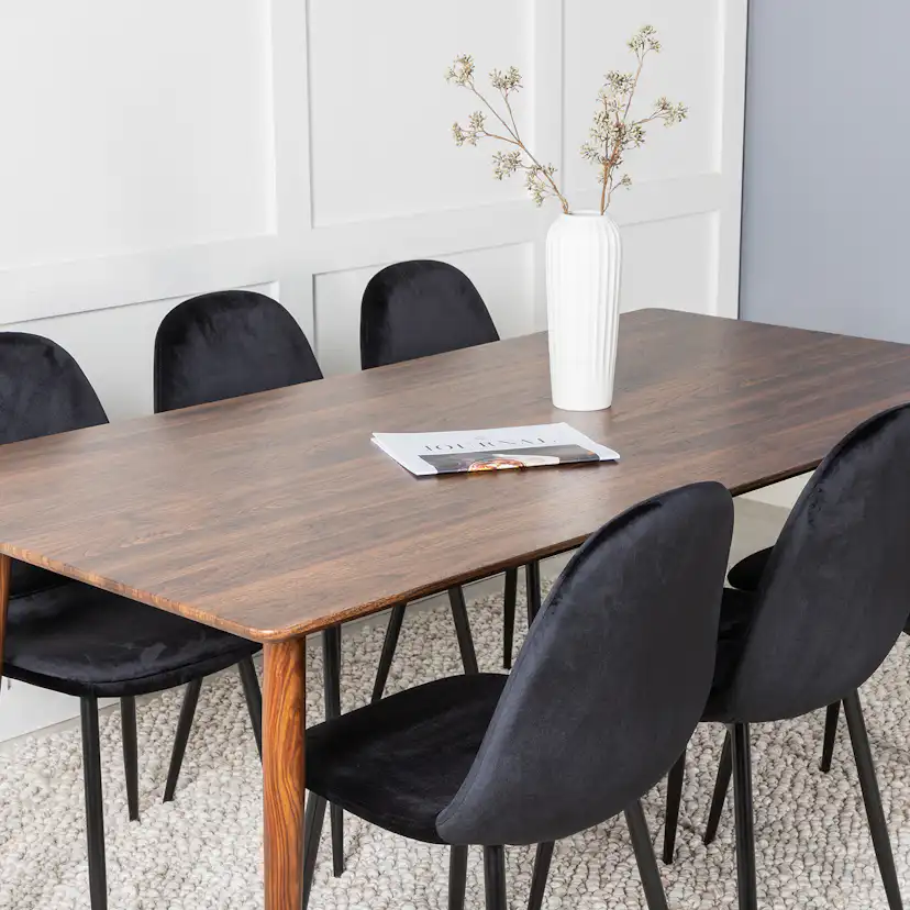 Spisegruppe Venture Home Pobbie med 6 Stoler Fløyel