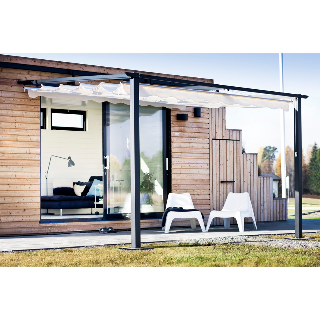 Veggpergola 4x4 m Grå