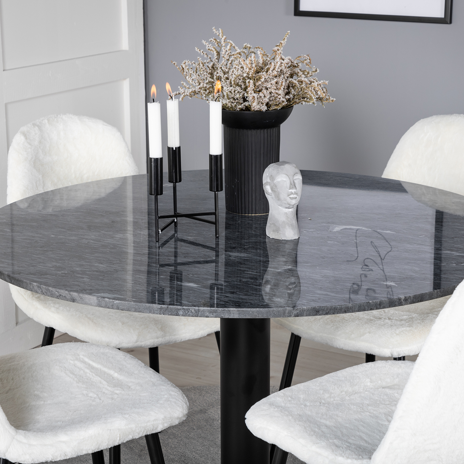 Spisegruppe Venture Home Estelle med 4 Pooya Stoler Polyester