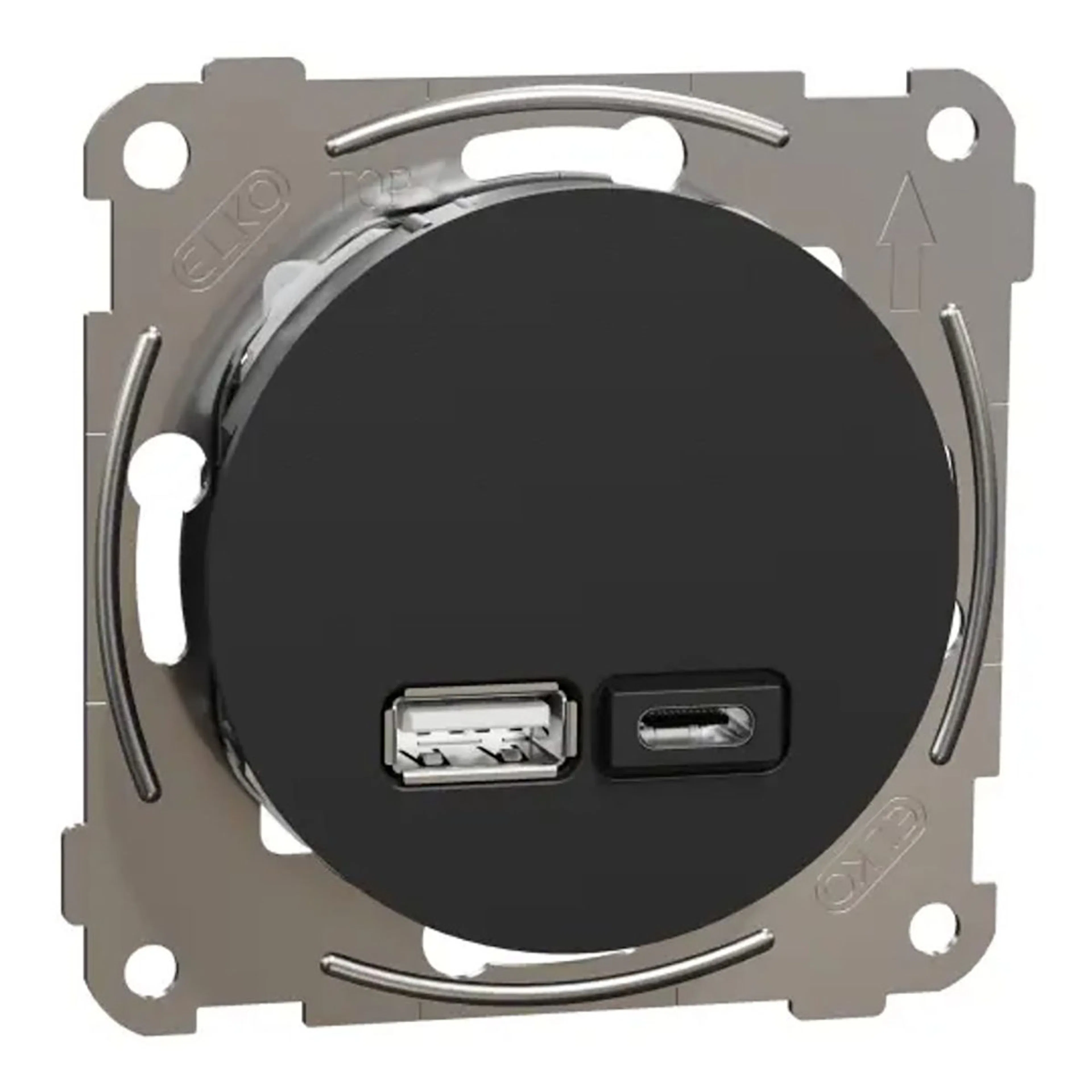 USB-Uttak Elko One Typ A+C 21W Innfelt Ladestasjon Skruetilkobling