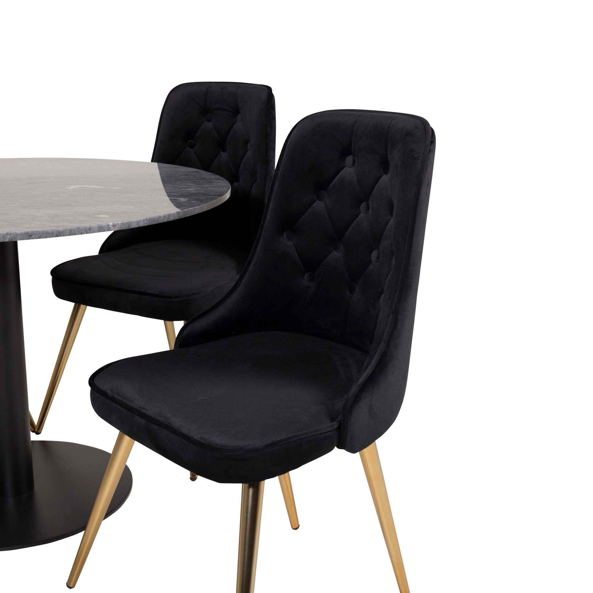 Spisegruppe Venture Home Estelle Rund med 4 Vera Stoler Fløyel