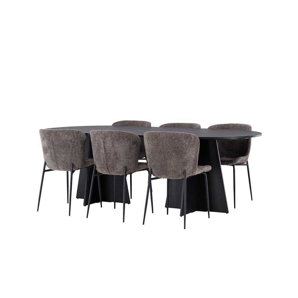 Spisegruppe Venture Home Bootcut Oval med 6 Modesto Stoler
