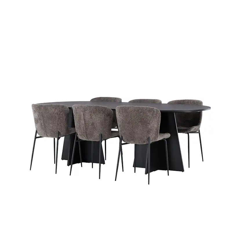 Spisegruppe Venture Home Bootcut Oval med 6 Modesto Stoler
