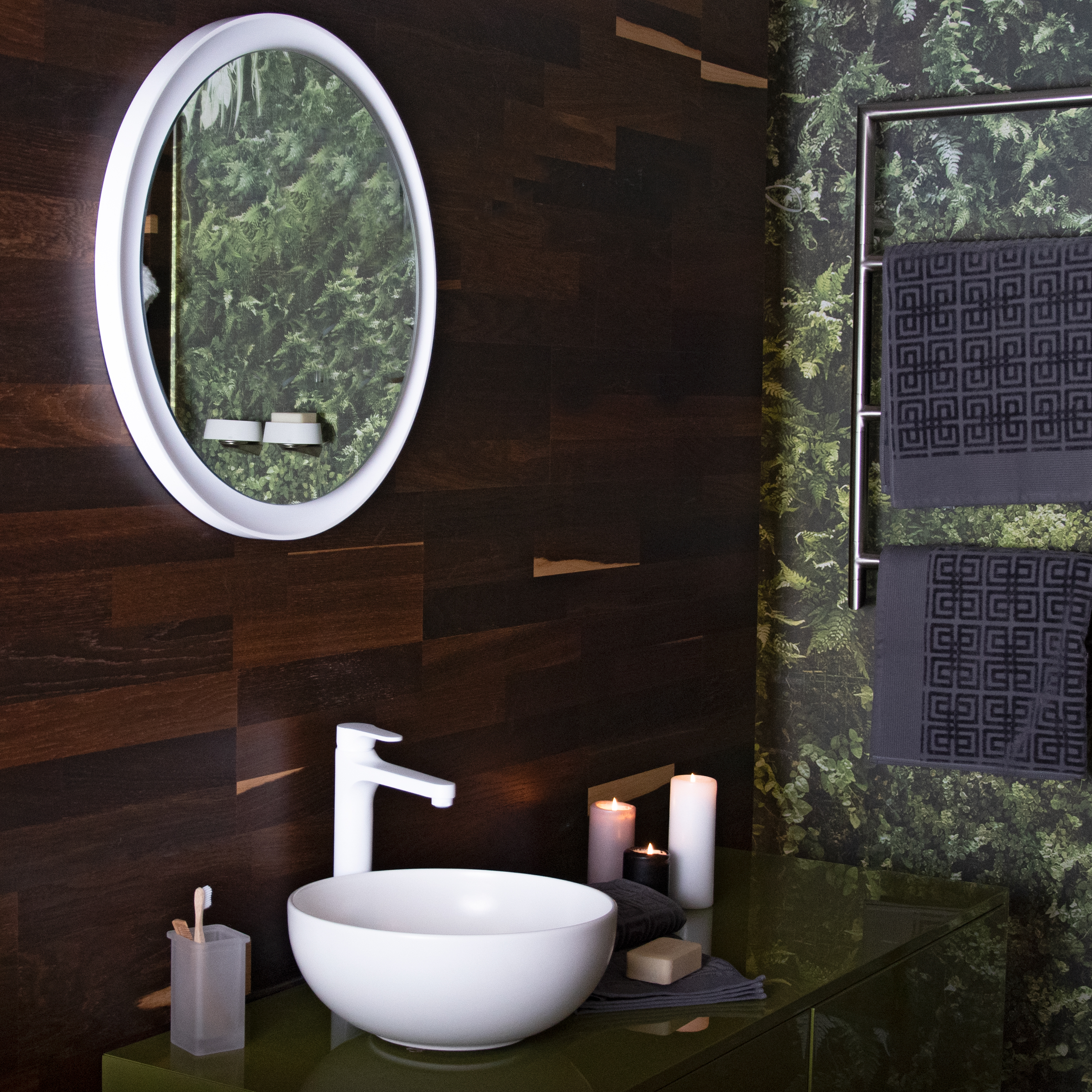 Speil LH Elegant med LED Belysning Rund