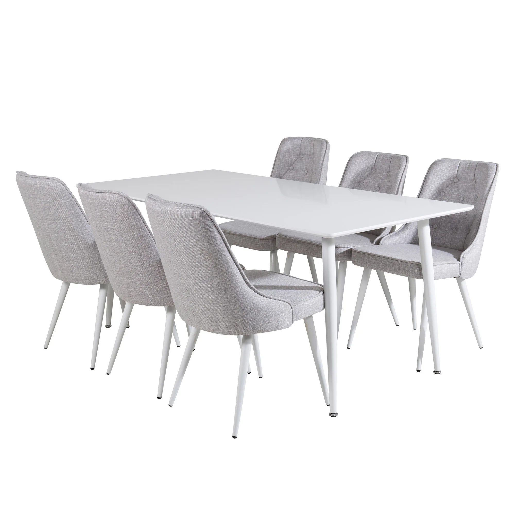 Spisegruppe Venture Home Pobbie med 6 Vera Stoler Hvita Ben