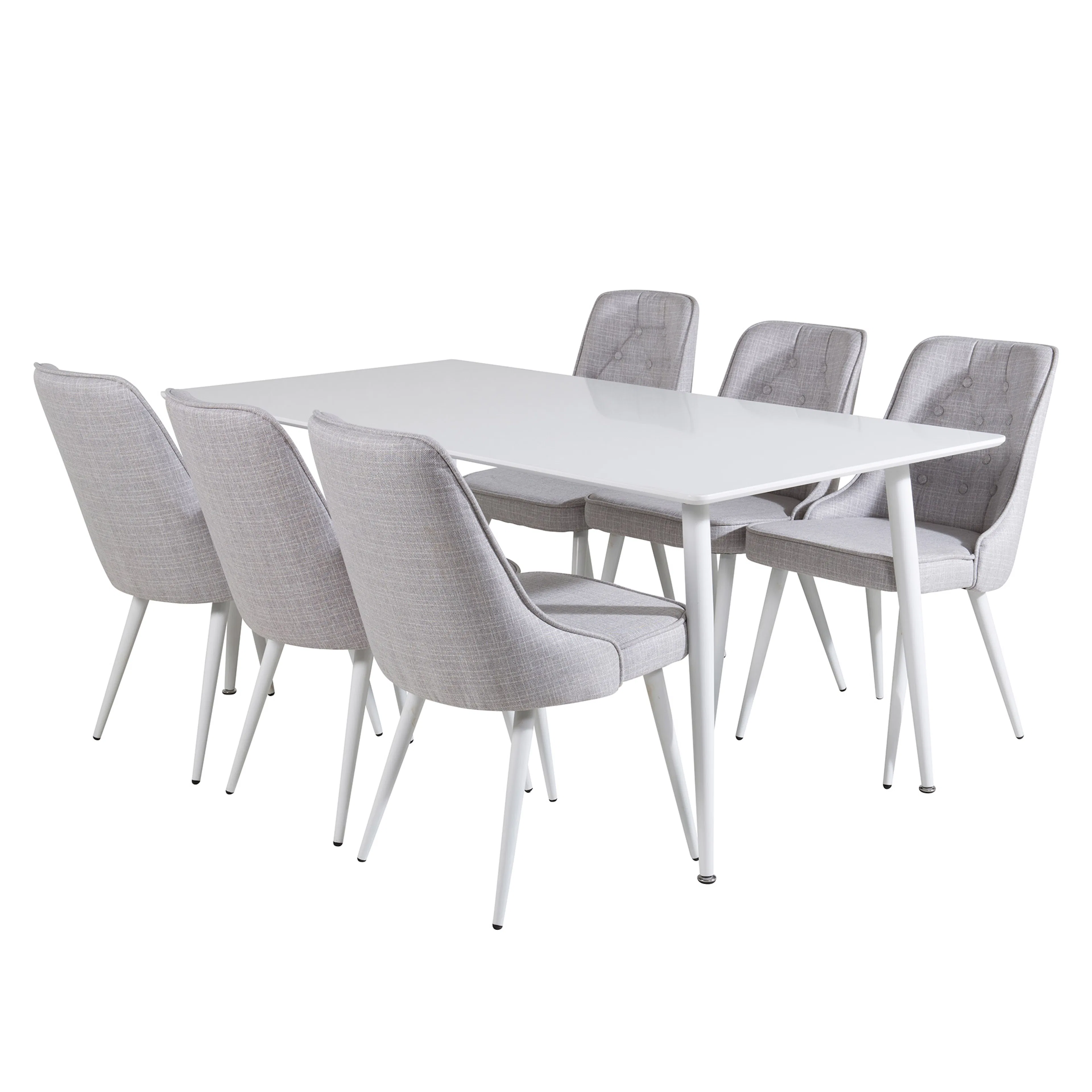 Spisegruppe Venture Home Pobbie med 6 Vera Stoler Hvita Ben