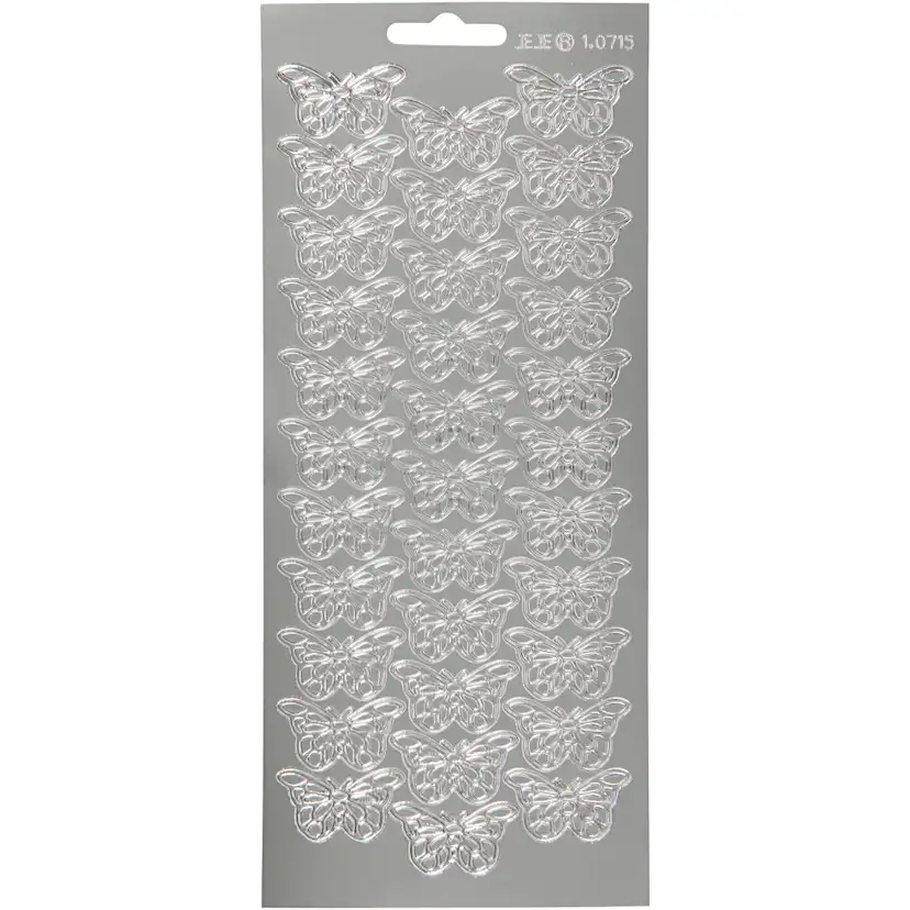Stickers, silver, fjärilar, 10x23 cm, 1 ark Sølv