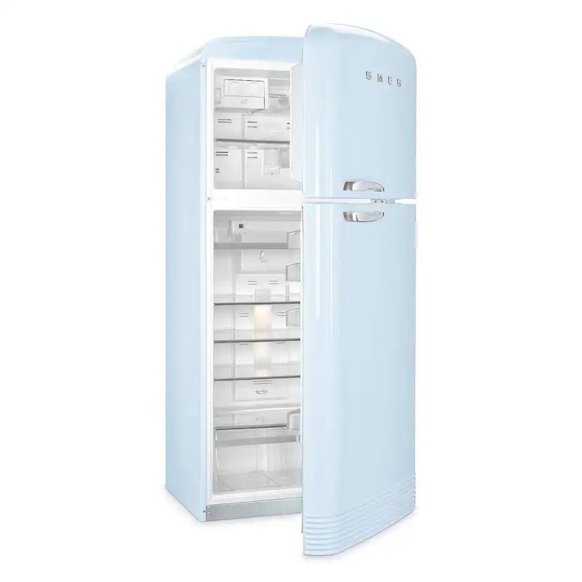 Smeg Fristående Kyl & Frys Dubbelkolonn 50's Style FAB50RPB5 Ljusblå med kromade håndtak, Høyrehengslet dør