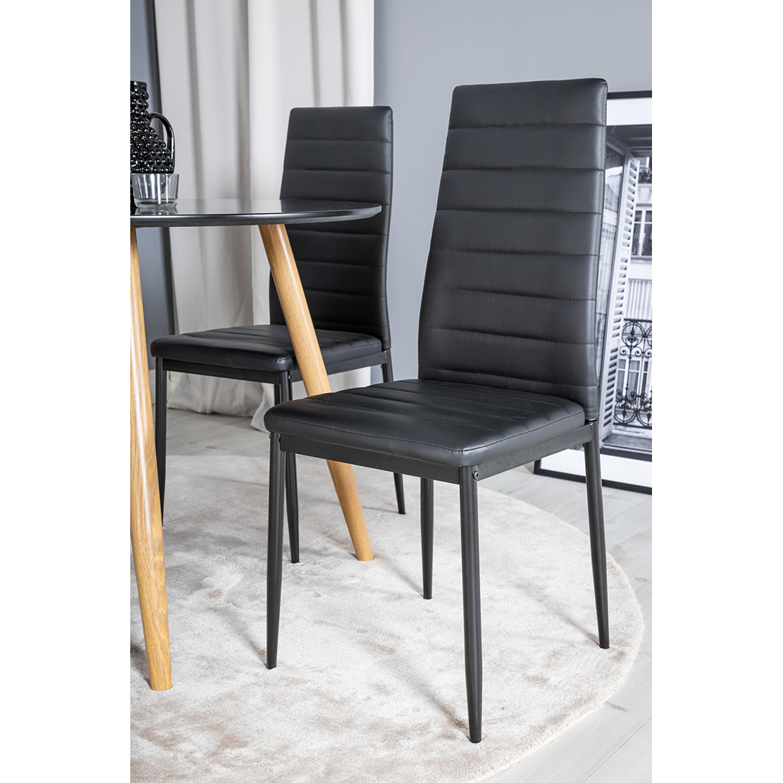 Spisegruppe Venture Home Plaza Ø100 cm med 4st Slim Spisestoler