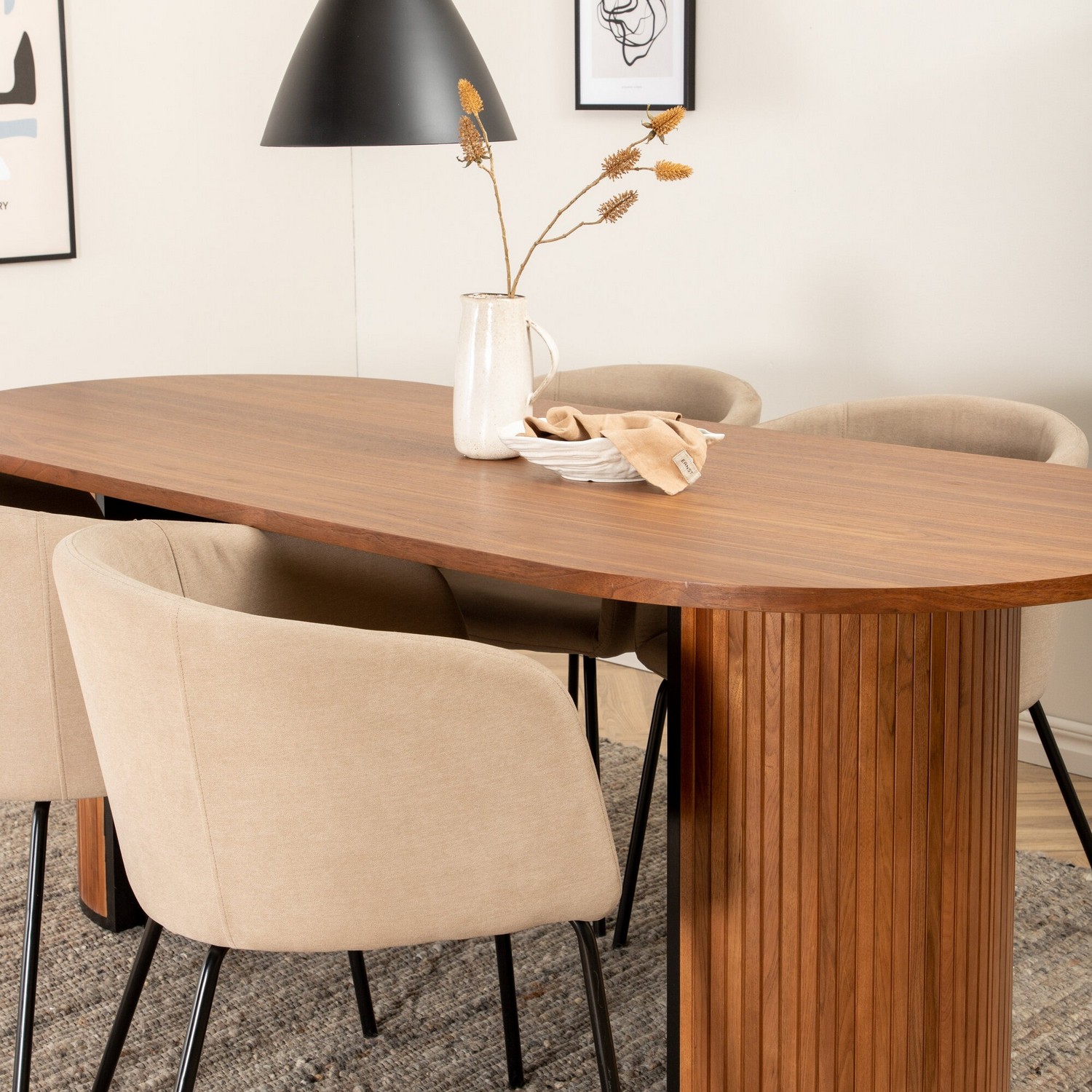 Spisegruppe Venture Home Bianca med 4 Bergen Stoler Polyester