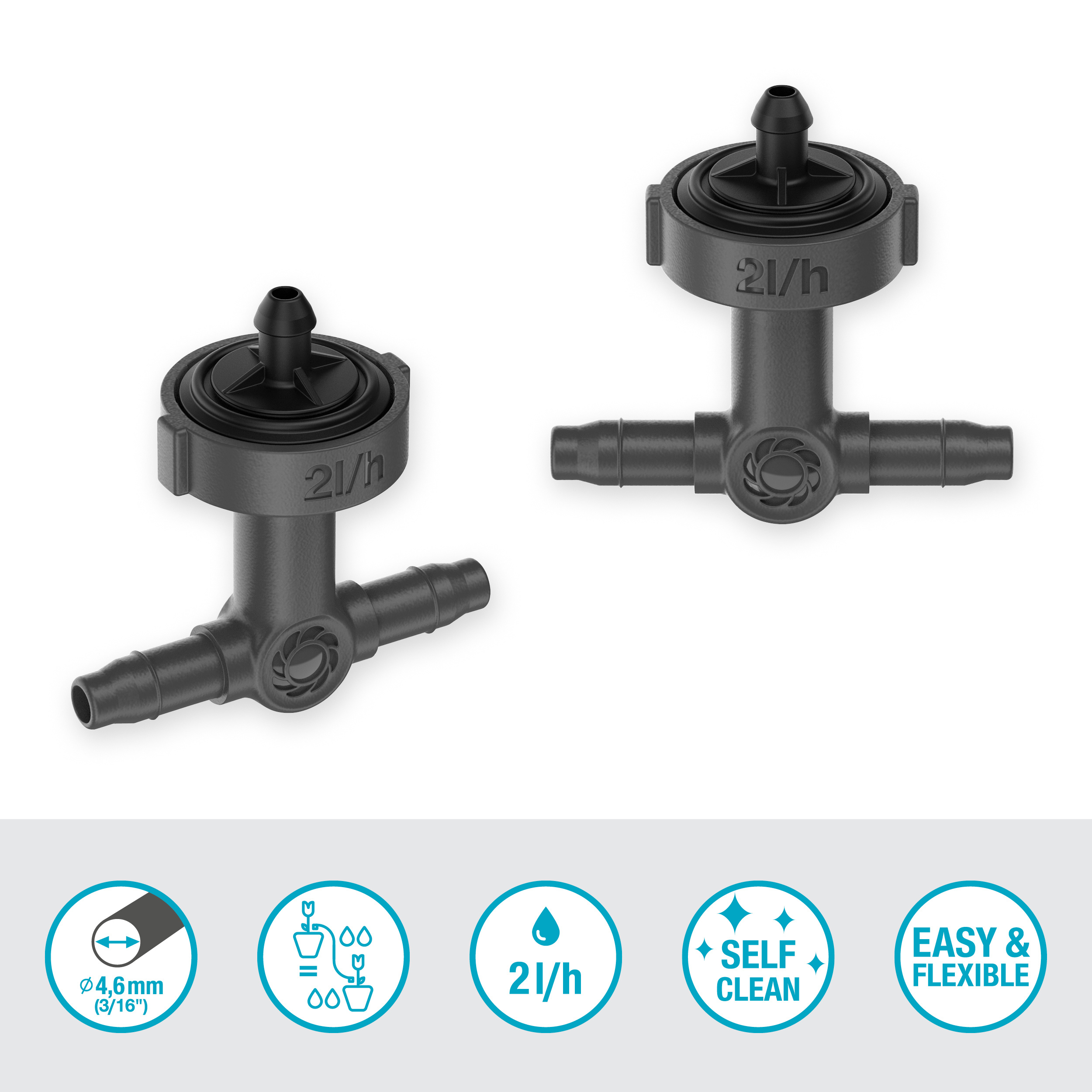 Dryppfordeler Gardena Micro-Drip Inline 2 l/h Trykkregulerende