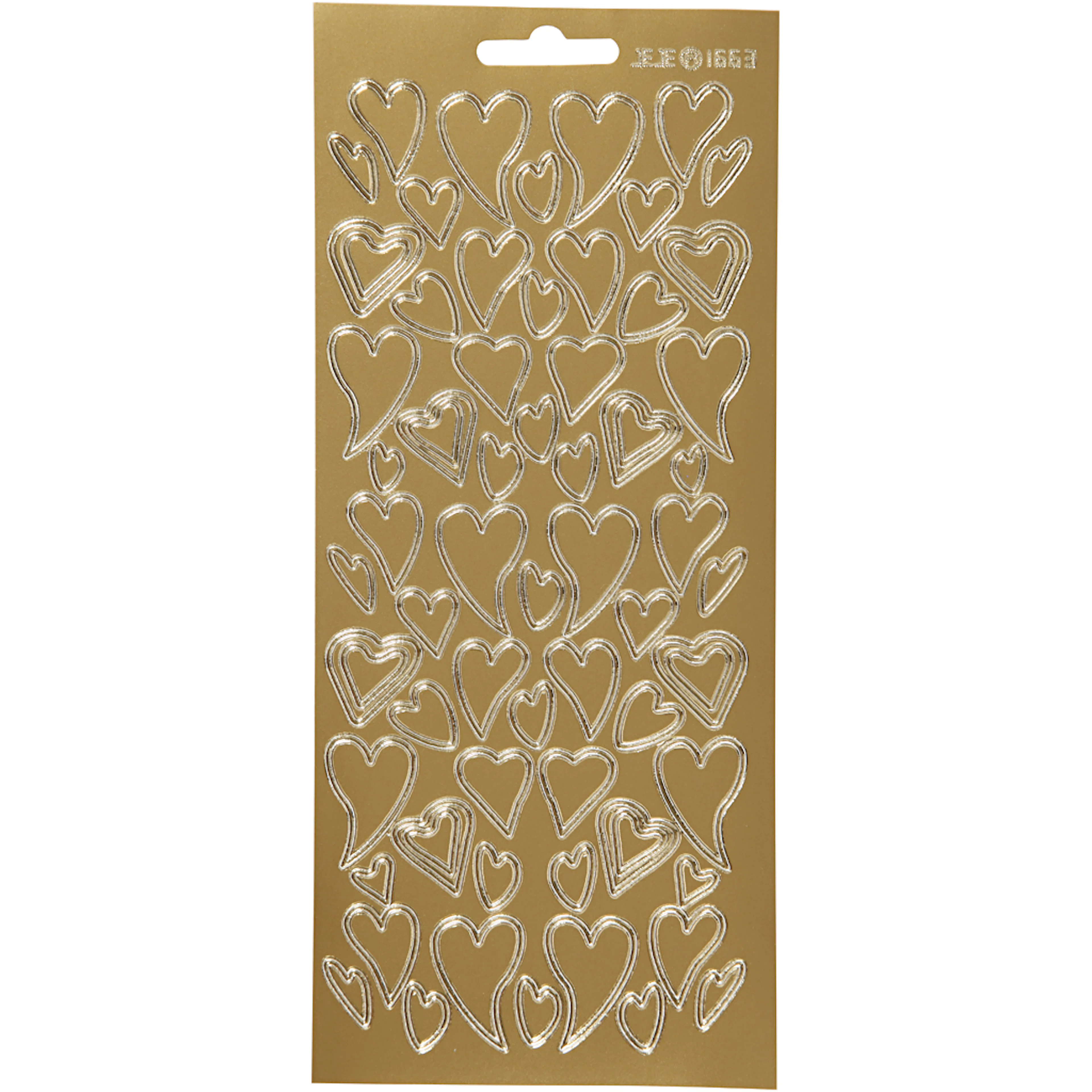 Stickers, guld, hjärtan, 10x23 cm, 1 ark Guld