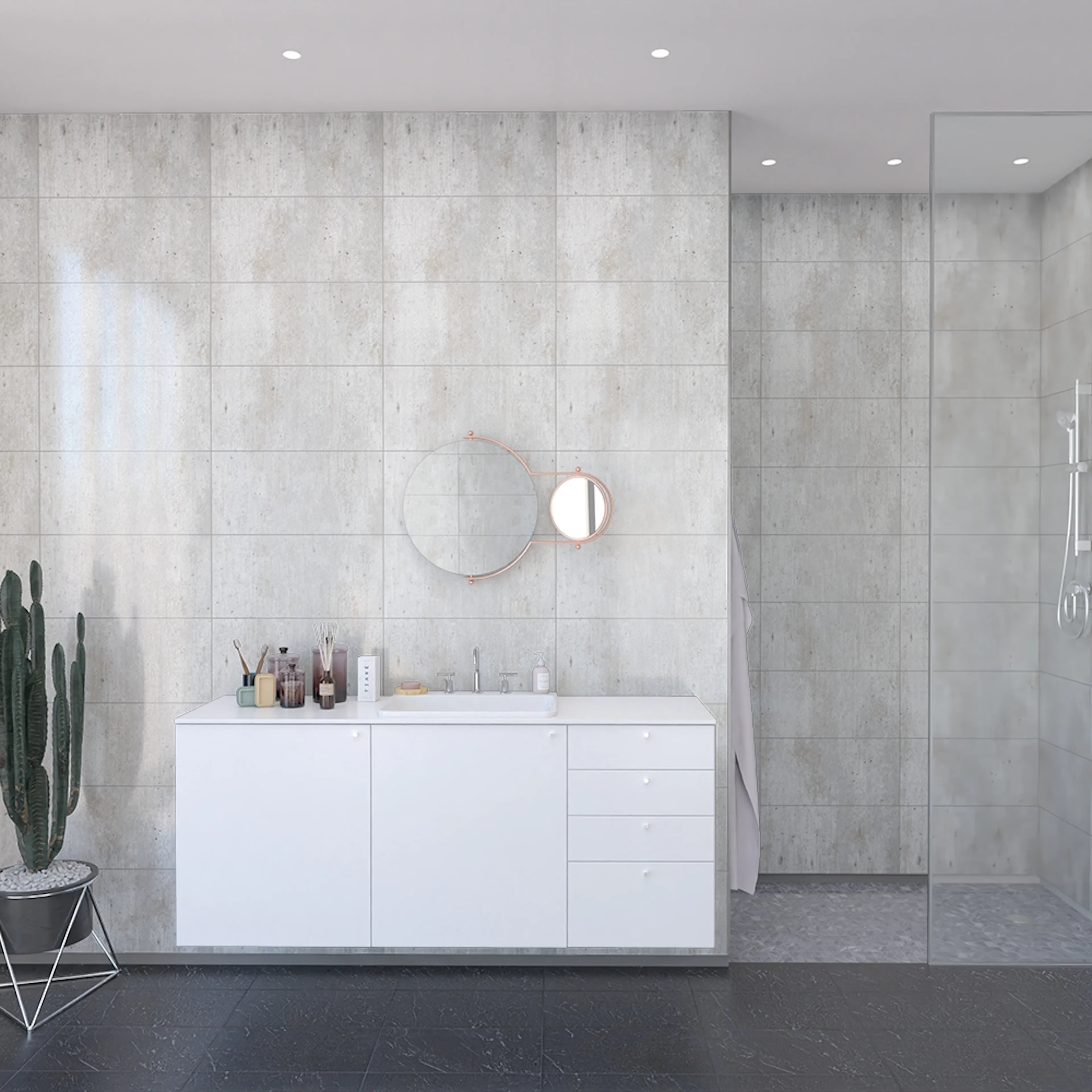 Baderomspanel Fibo 2204-LM6030 Cracked Cement