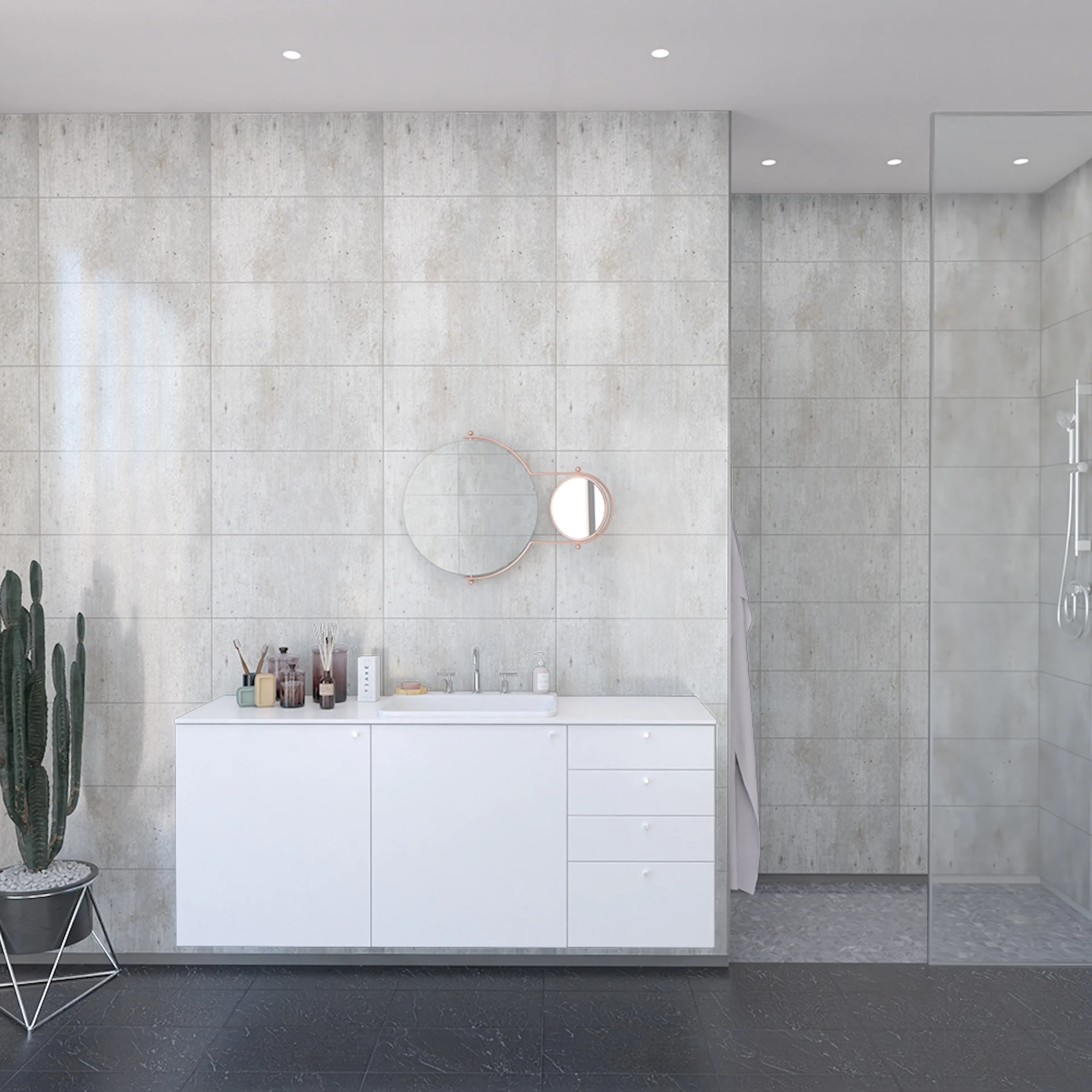 Baderomspanel Fibo 2204-LM6030 Cracked Cement