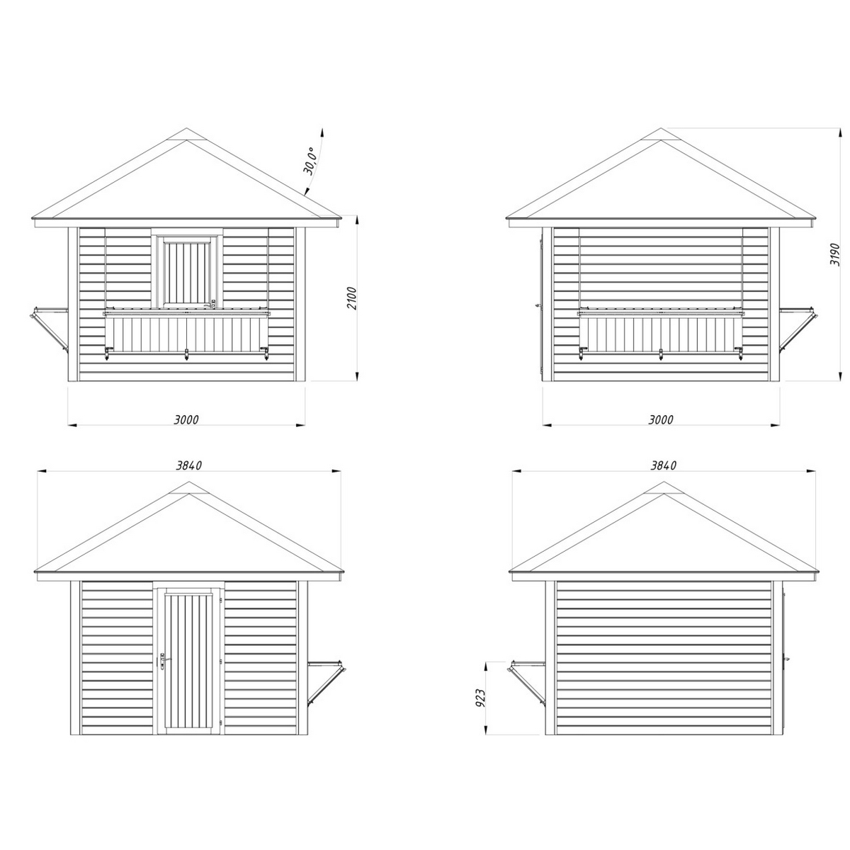 Kiosk Palmako Bianca 8,3 m2 Sett 105
