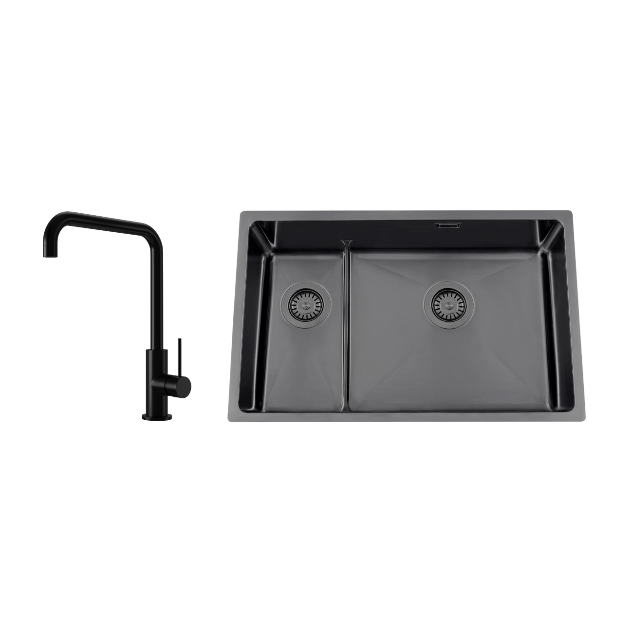 Kjøkkenvask Nordic Tech Titan 73 KHX Nickel med Kjøkkenbatteri Steel Mood Shadow