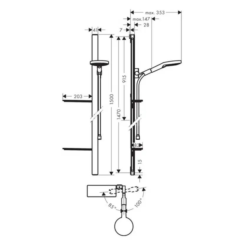 Dusjsett Hansgrohe Raindance Select S 120 3jet 150