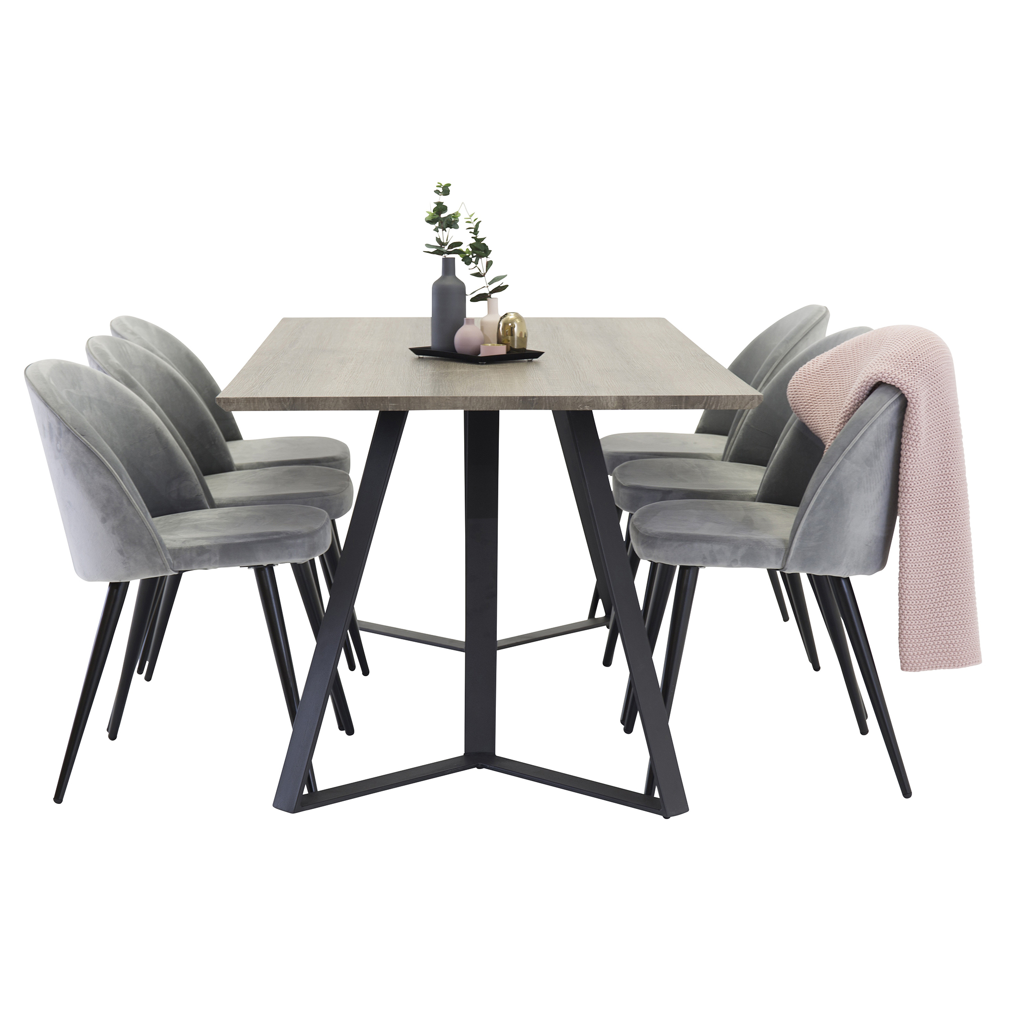 Spisegruppe Venture Home Madde med 6 Valentina Stoler