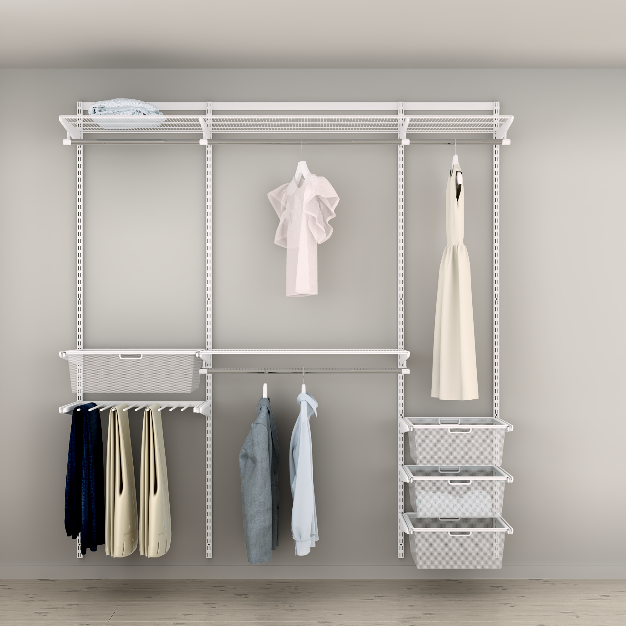 Innredningsløsning Elfa Garderobe Nr 17 Hvit B: 2002 mm