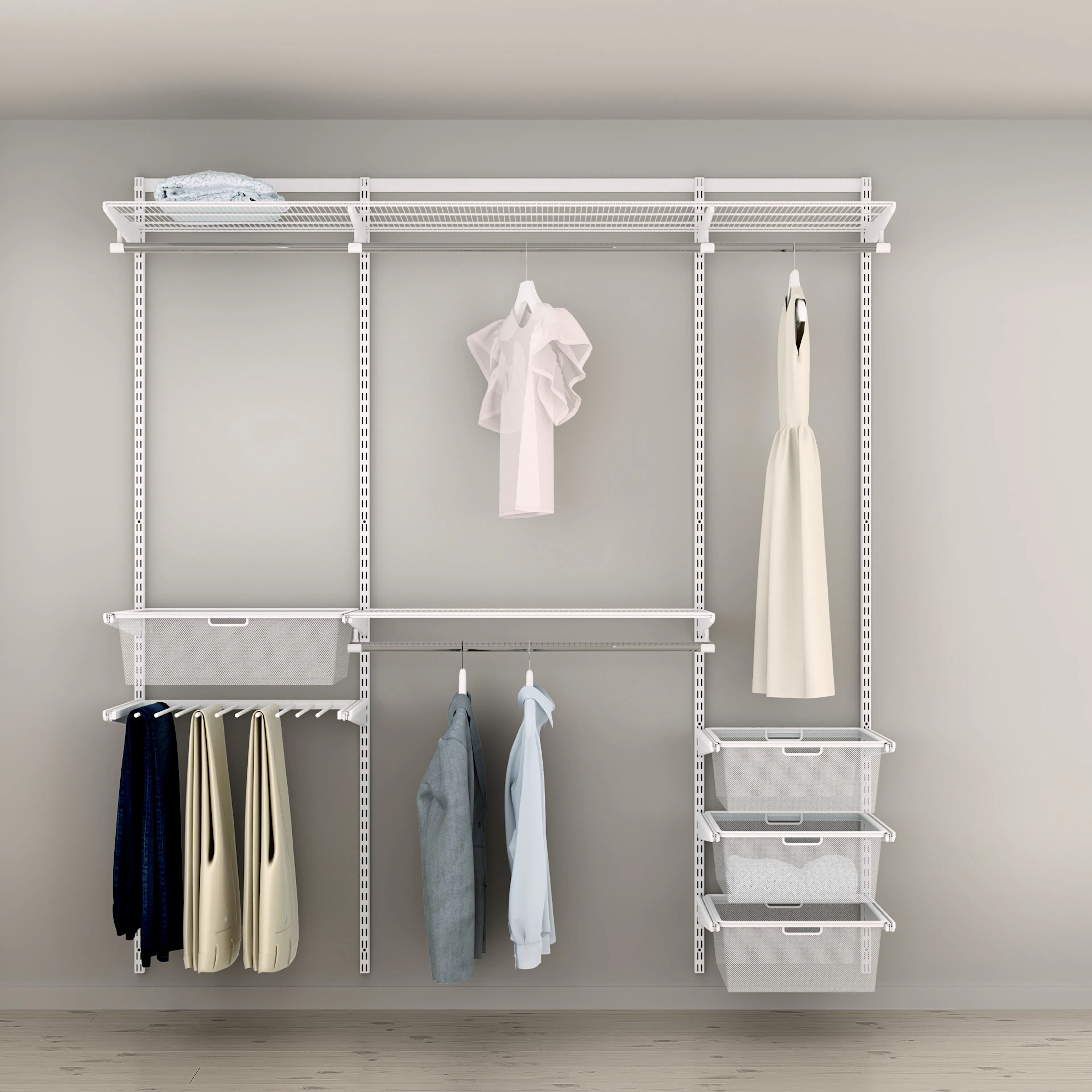 Innredningsløsning Elfa Garderobe Nr 17 Hvit B: 2002 mm