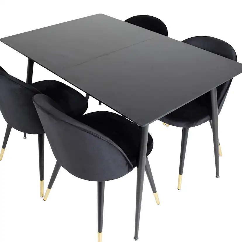 Spisegruppe Venture Home Silvia med Innleggsplate og 4 Valentina Stoler