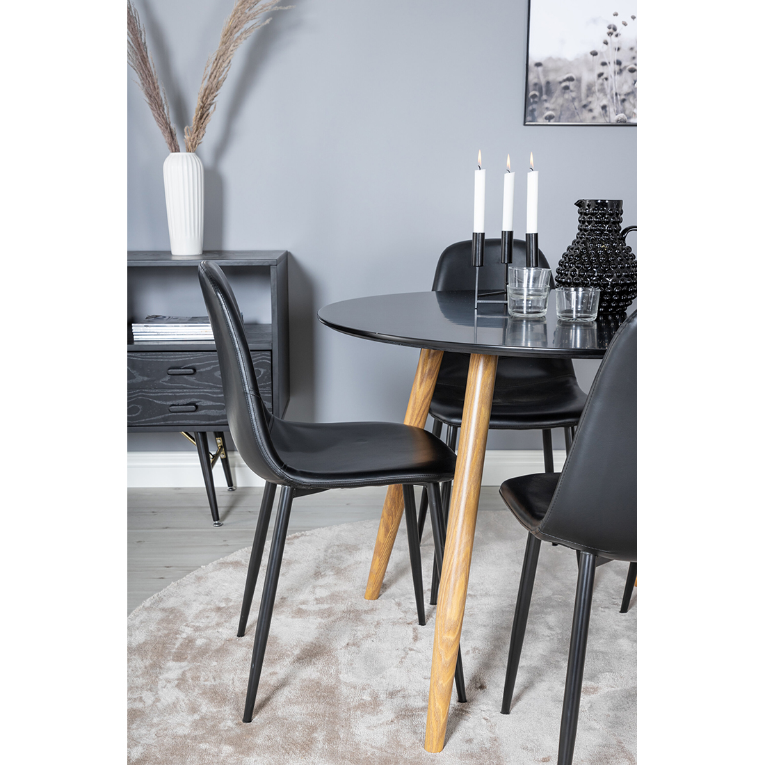 Spisegruppe Venture Home Polar Ø100 cm med 4st Plaza Spisestoler