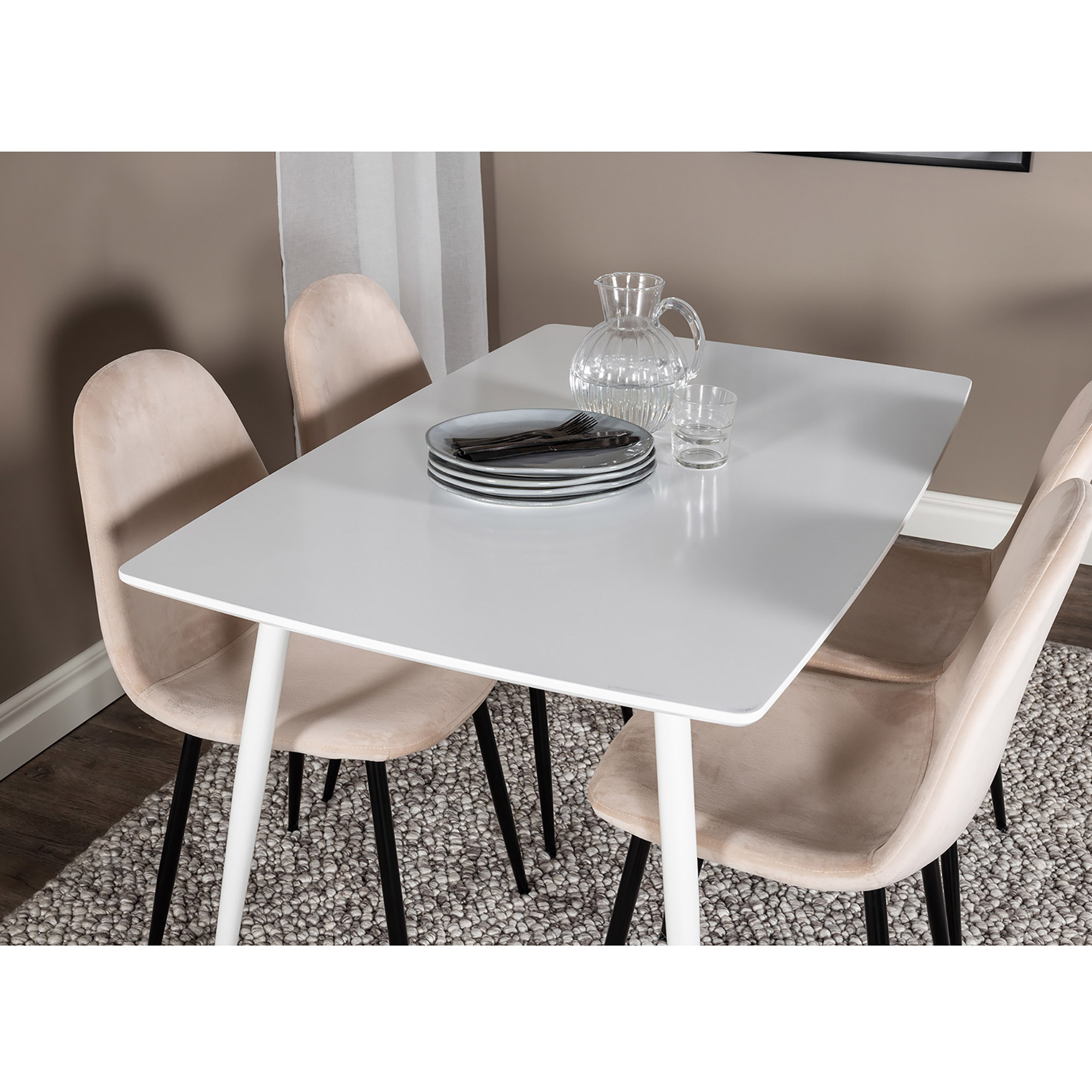 Spisegruppe Venture Home Pobbie med 4 Pobbie Stoler Fløyel