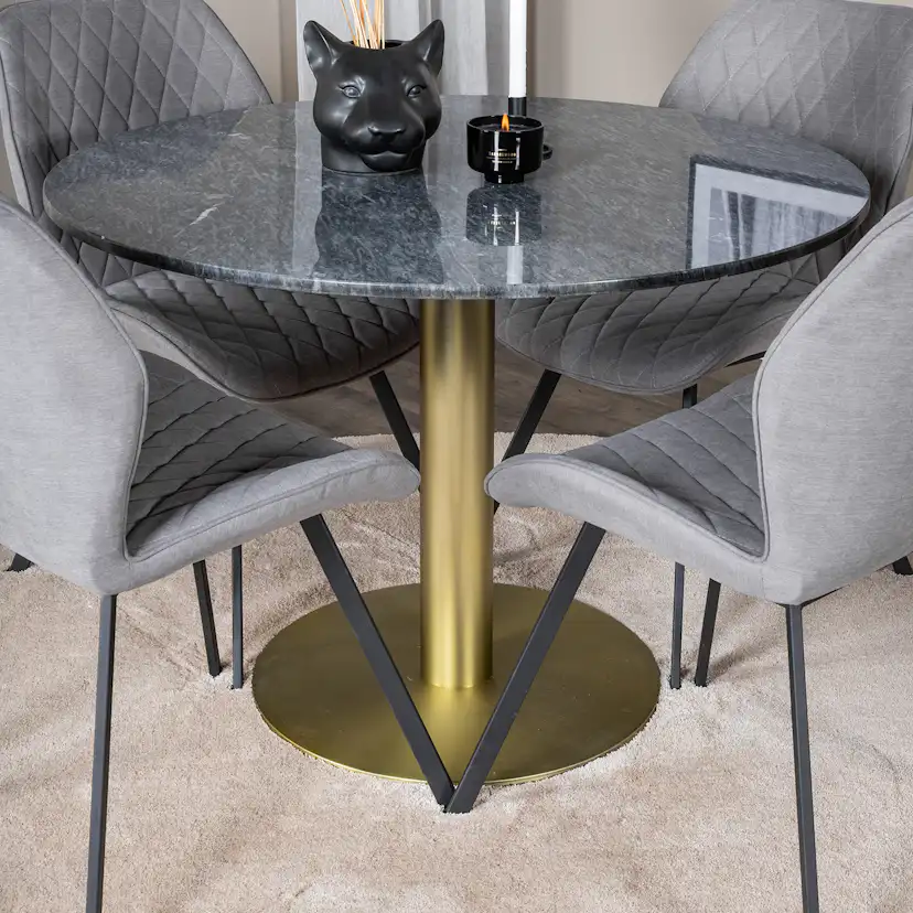 Spisegruppe Venture Home Estelle med 4 Geneva Stoler Polyester