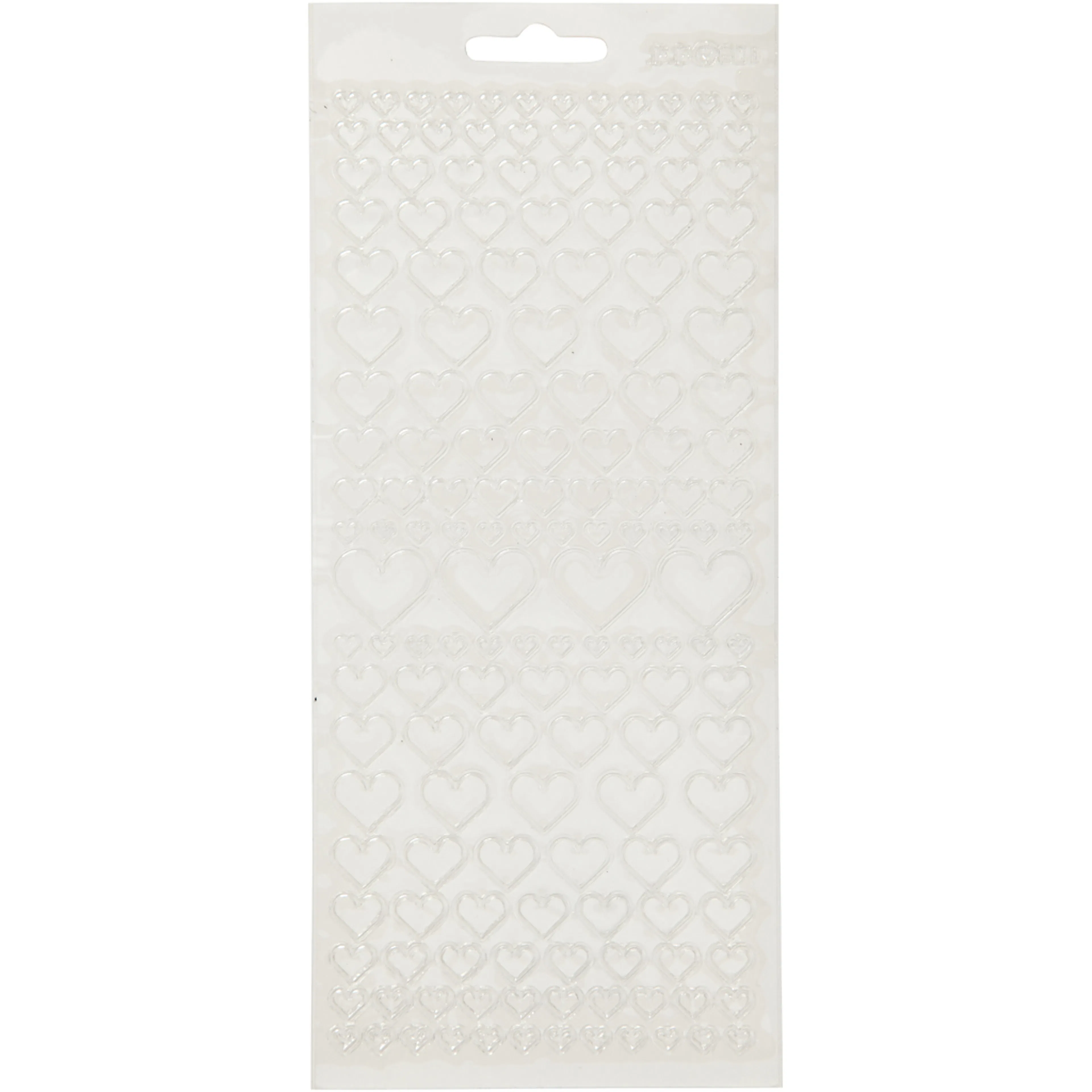Stickers, transparent, hjärtan, 10x23 cm, 1 ark Transparent