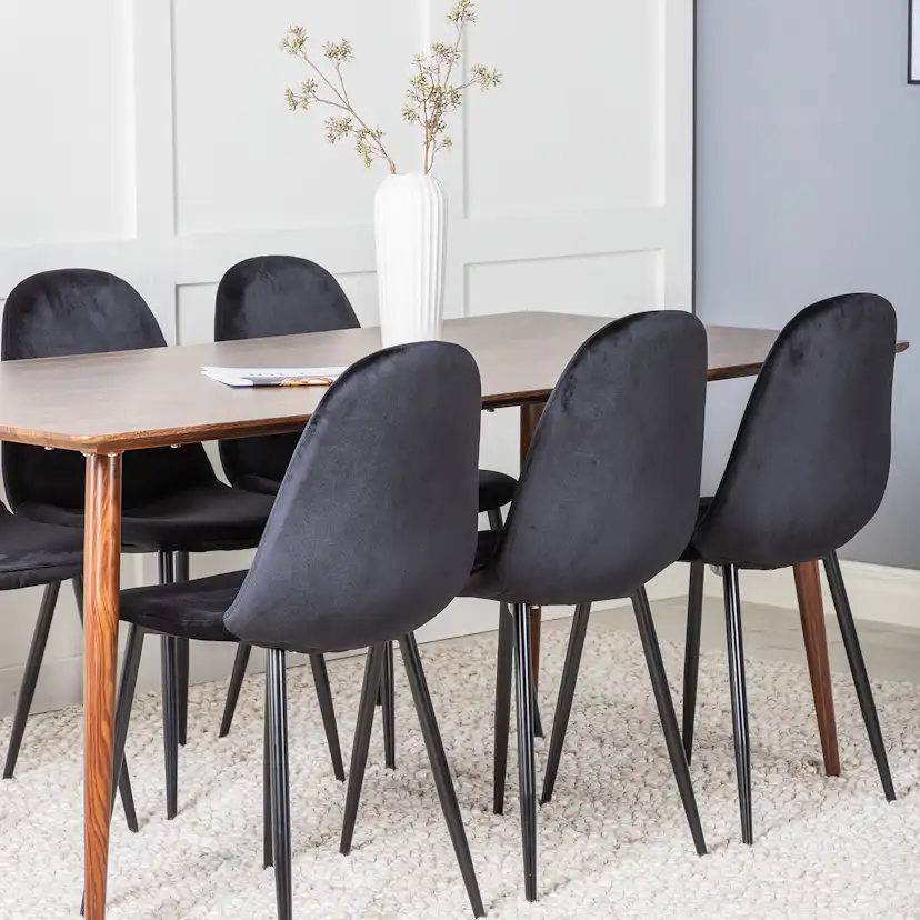 Spisegruppe Venture Home Pobbie med 6 Stoler Fløyel
