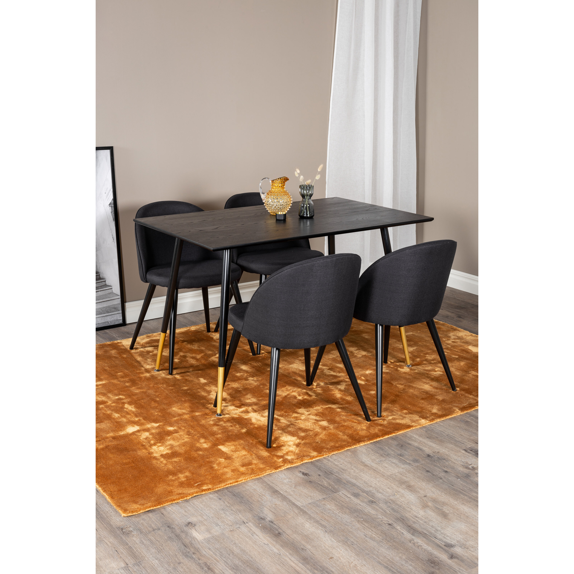 DippTable - Black Veneer -VelvetChiar- Black _4 Sort/, Polyester