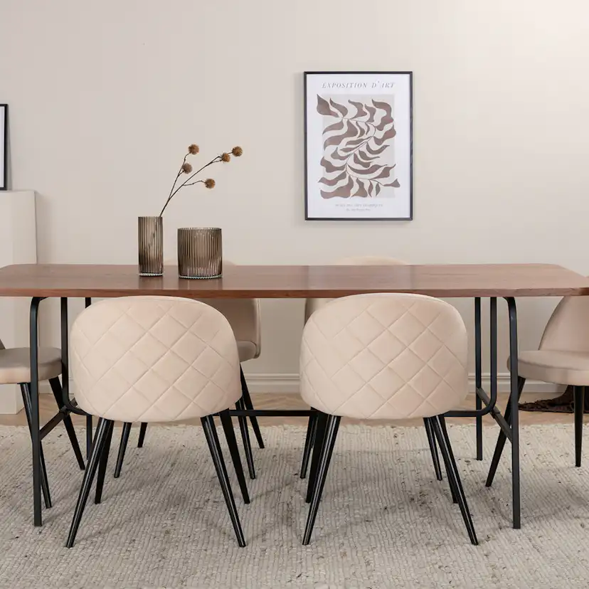 Spisegruppe Venture Home Chicago Spisebord og Valentina Stitcthes Spisestol Brun