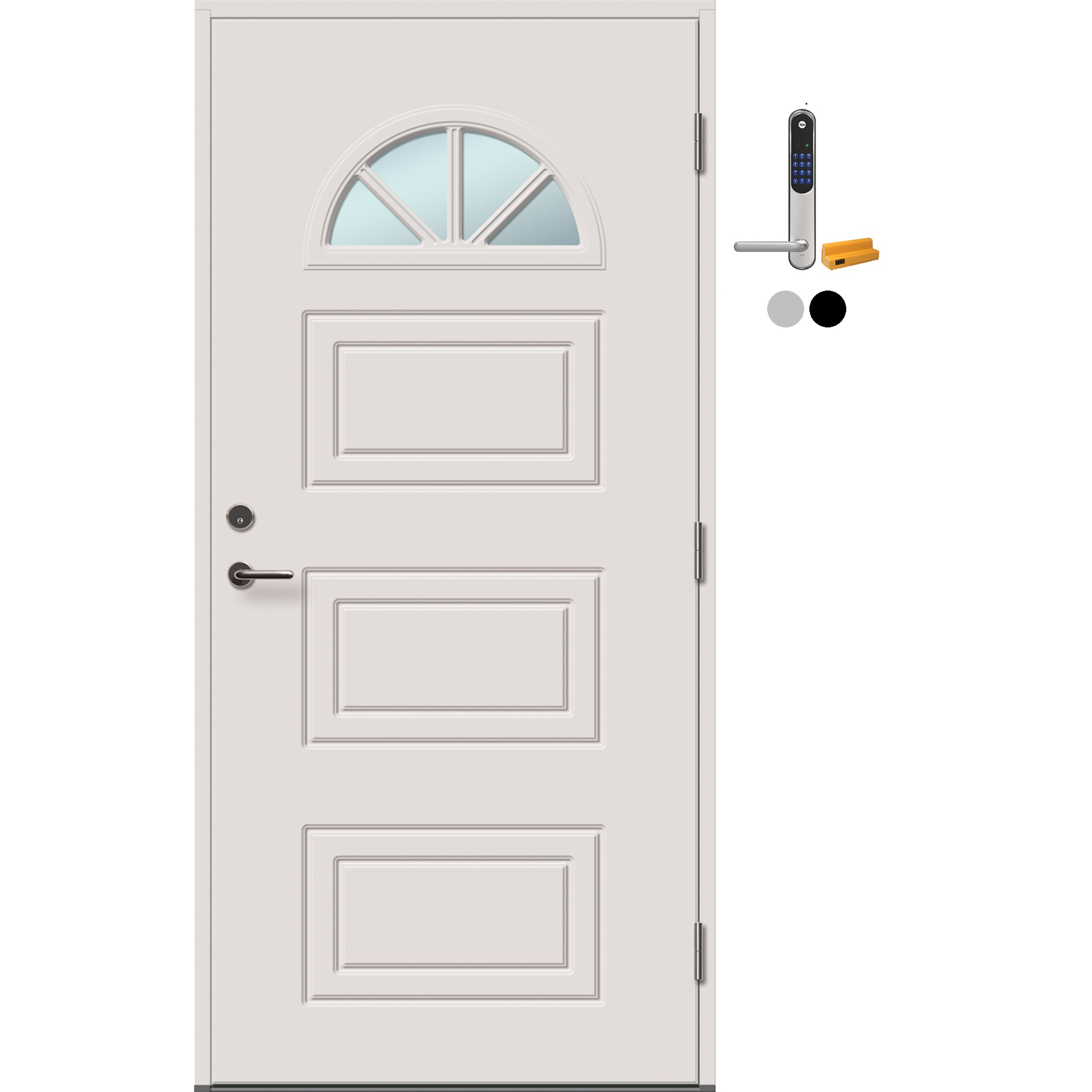 Ytterdør Tundøren Tun 543 Klarglass Hvit med Yale Doorman Classic Home