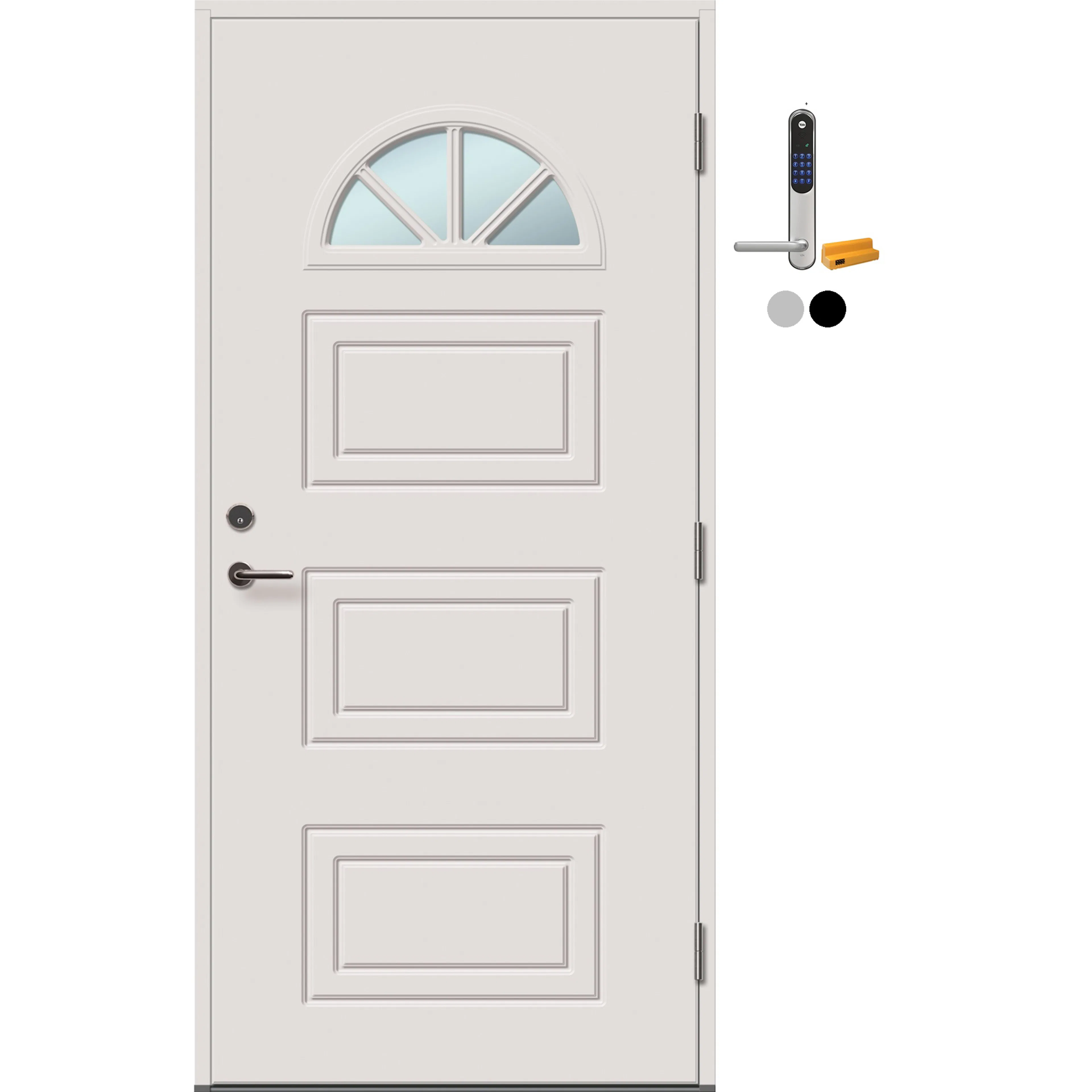Ytterdør Tundøren Tun 543 Klarglass Hvit med Yale Doorman Classic Home